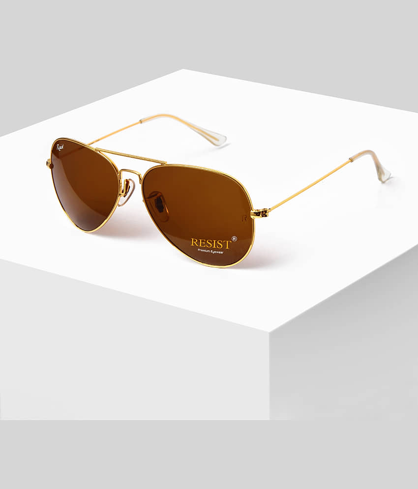 RESIST EYEWEAR Gold Pilot Sunglasses ( Pack of 1 ) - Sunglasses | Buy online on ZillyBuy