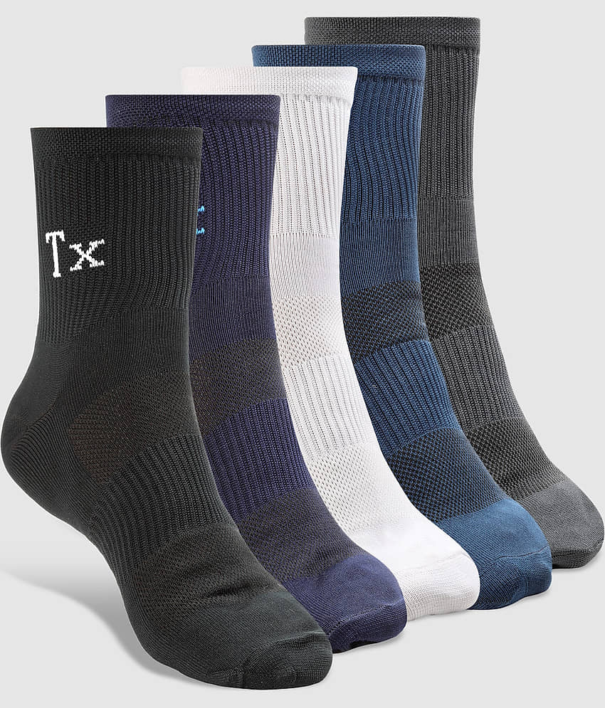 Texlon Nylon Men's Self Design Multicolor Mid Length Socks ( Pack of 5 ) - Socks | Buy online on ZillyBuy