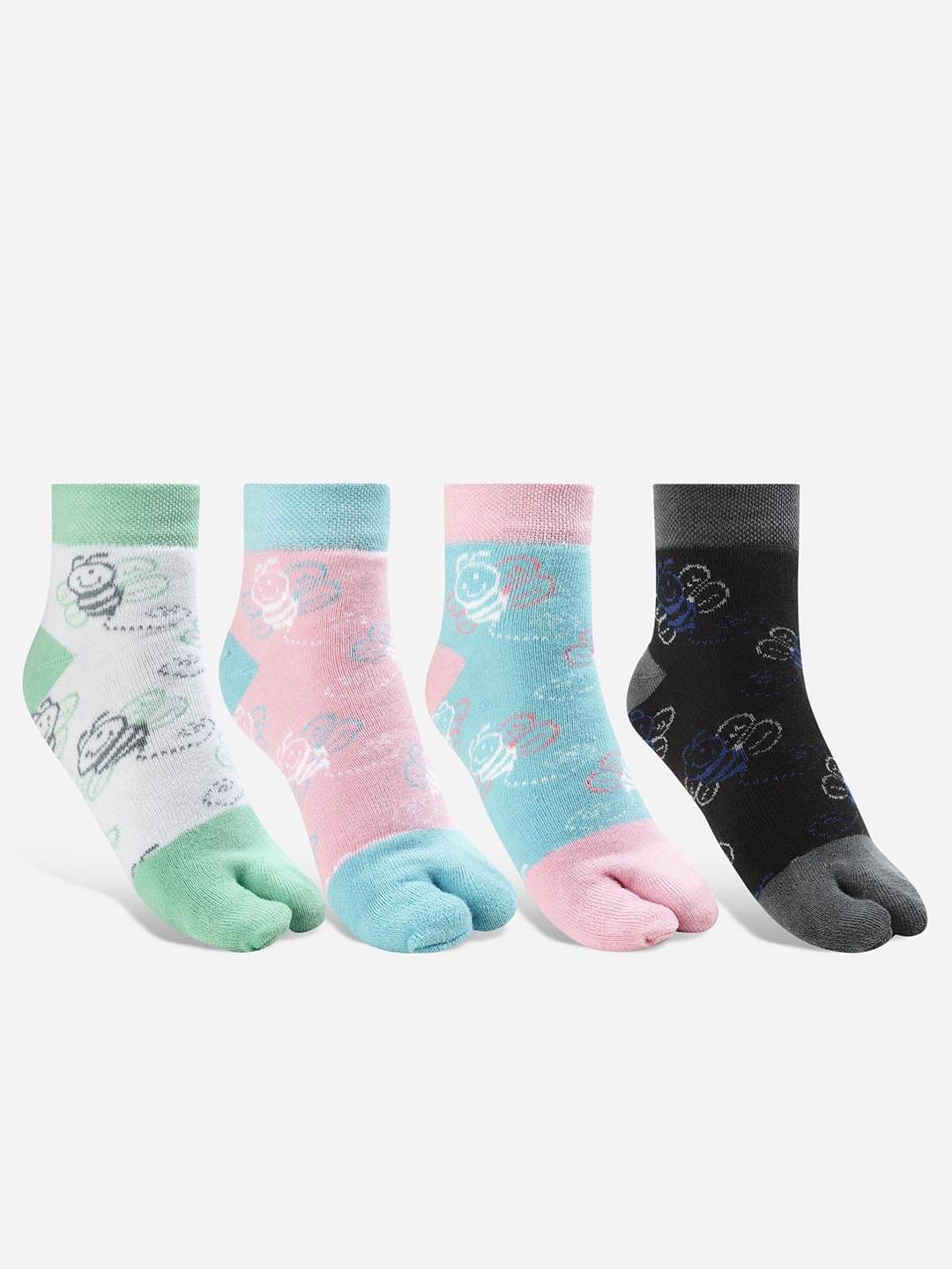 Texlon Multicolor Cotton Blend Women's Thumb Socks ( Pack of 4 ) Texlon Multicolor Cotton Blend Women's Thumb Socks ( Pack of 4 )