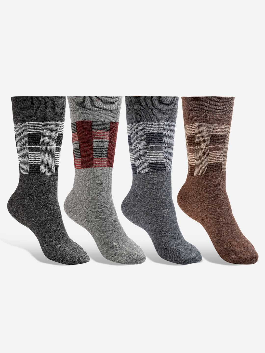     			Texlon Woollen Men's Printed Multicolor Mid Length Socks ( Pack of 4 )