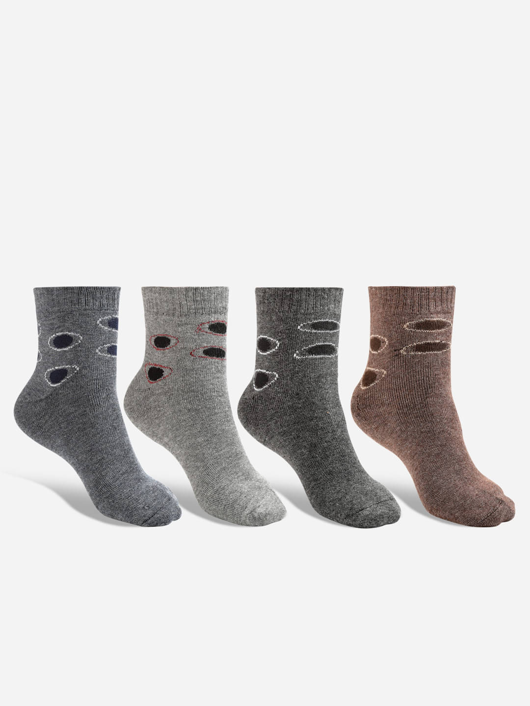 Texlon Woollen Men's Printed Multicolor Ankle Length Socks ( Pack of 4 ) Texlon Woollen Men's Printed Multicolor Ankle Length Socks ( Pack of 4 )