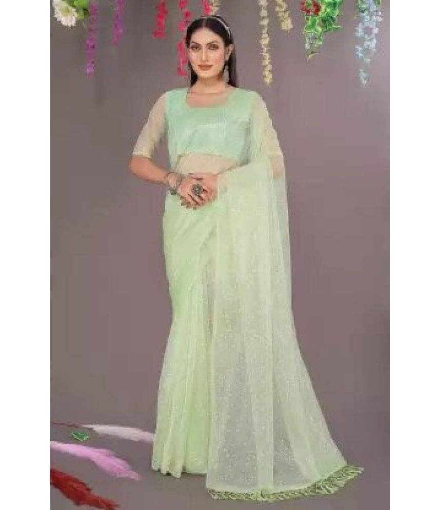 Vkaran Net Solid Saree Without Blouse Piece ( Teal ) Vkaran Net Solid Saree Without Blouse Piece ( Teal )