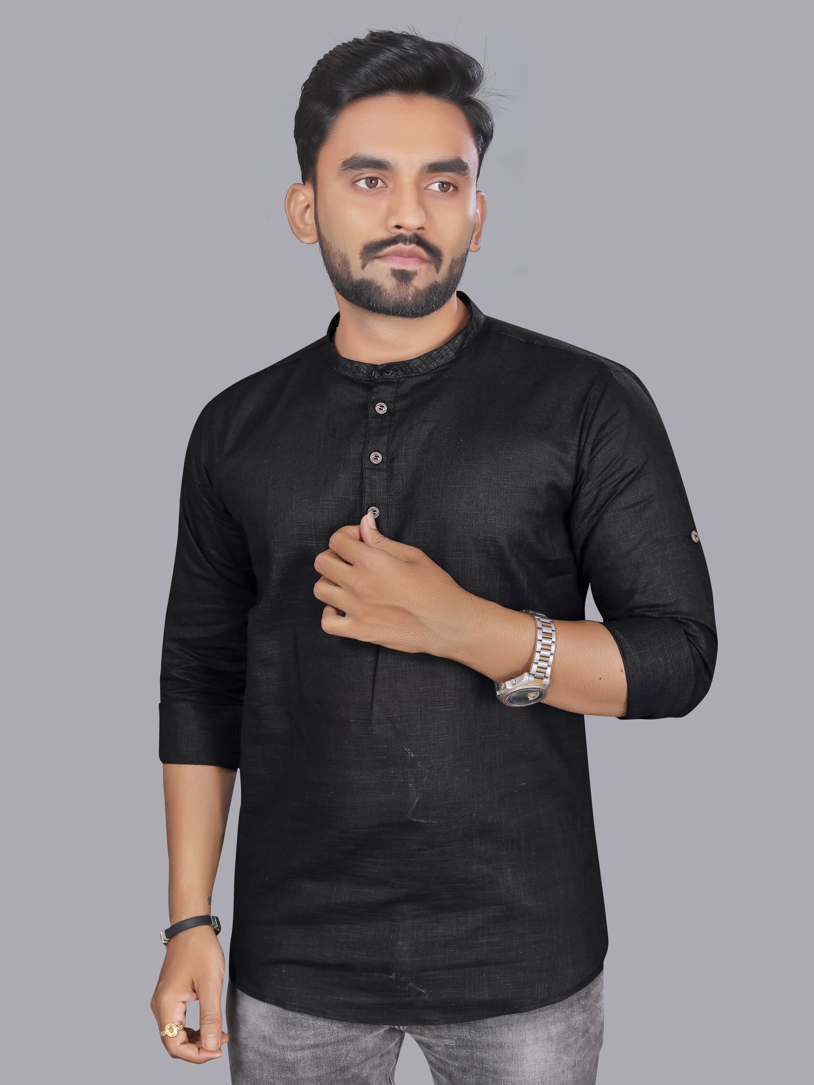 allan peter Black Cotton Men's Regular Kurta ( Pack of 1 )     			allan peter Black Cotton Men's Regular Kurta ( Pack of 1 )