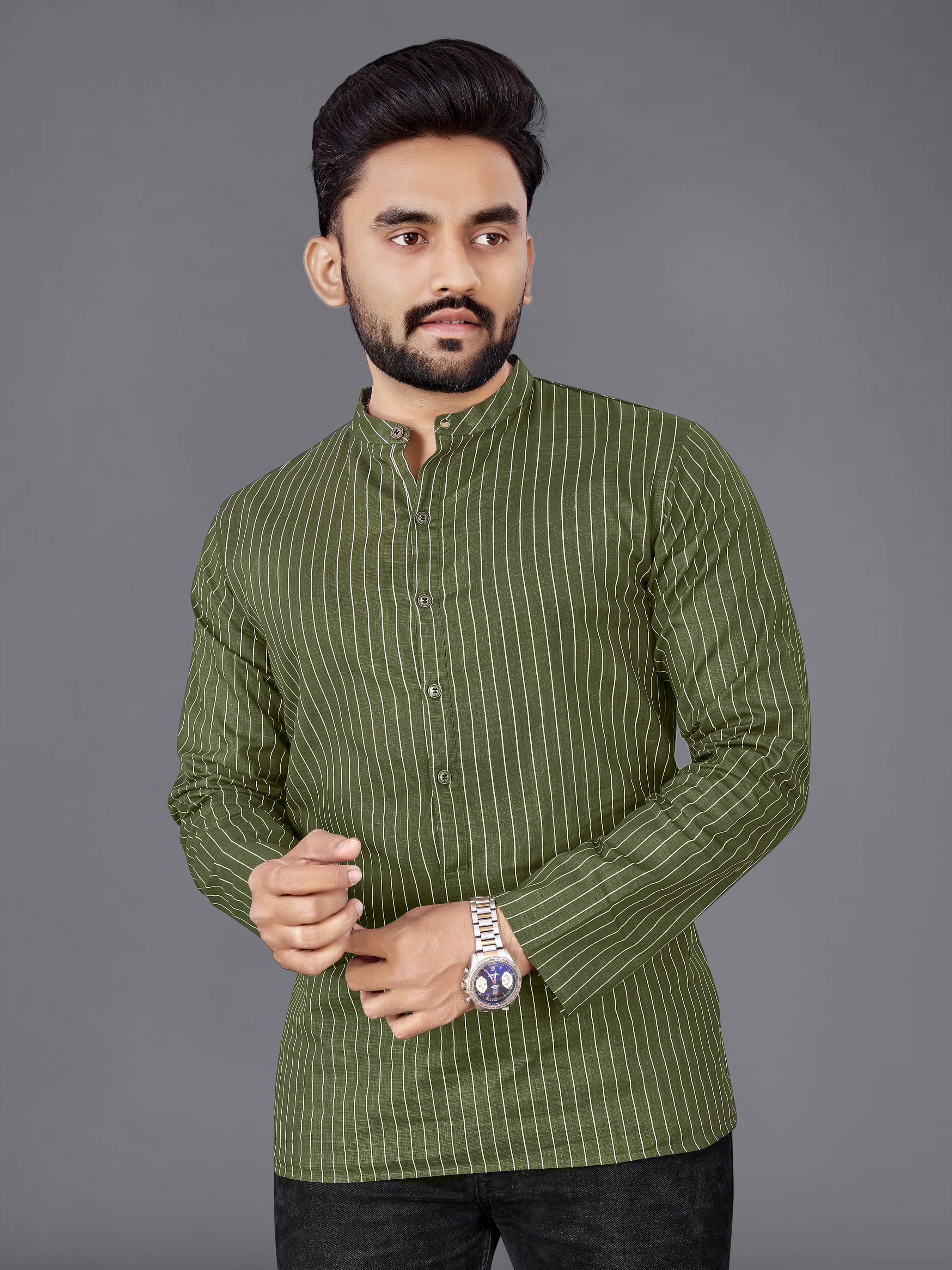 allan peter Green Cotton Men's Regular Kurta ( Pack of 1 )     			allan peter Green Cotton Men's Regular Kurta ( Pack of 1 )