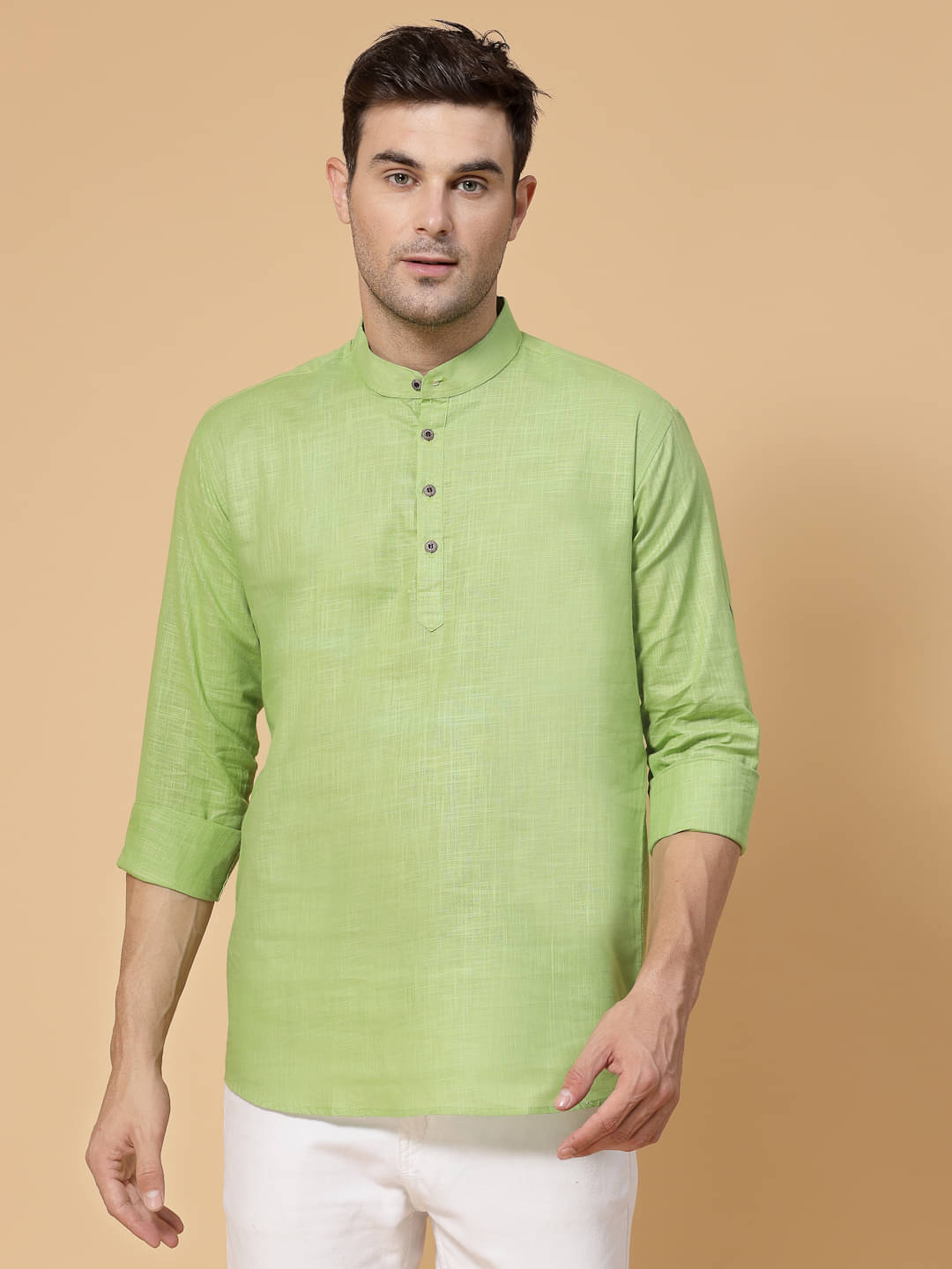 allan peter Green Cotton Men's Regular Kurta ( Pack of 1 ) allan peter Green Cotton Men's Regular Kurta ( Pack of 1 )