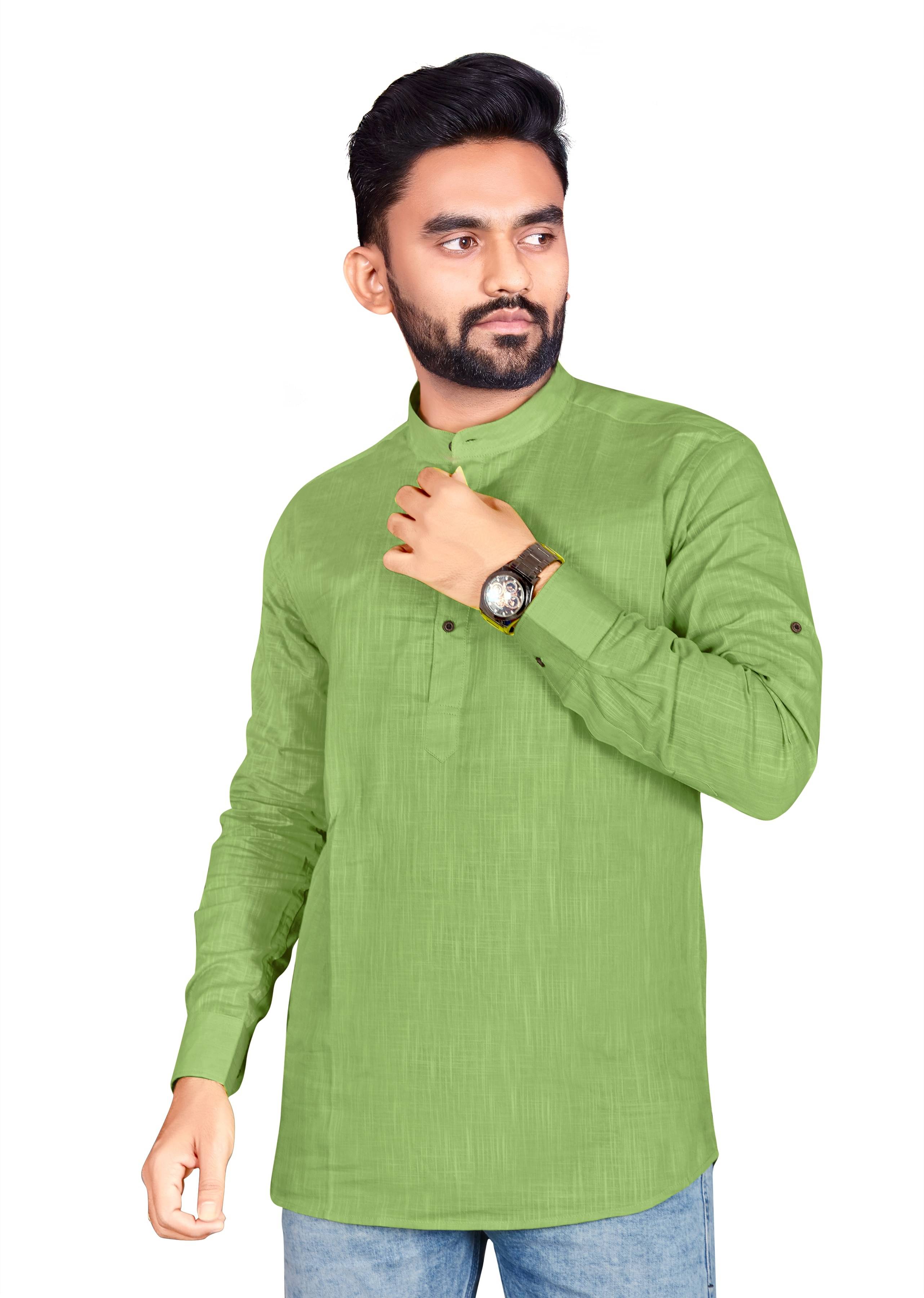 allan peter Green Cotton Men's Regular Kurta ( Pack of 1 ) allan peter Green Cotton Men's Regular Kurta ( Pack of 1 )