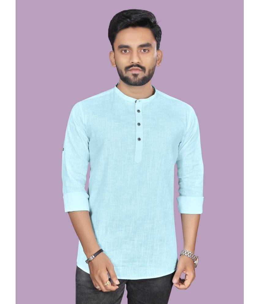 allan peter Light Blue Cotton Men's Regular Kurta ( Pack of 1 ) allan peter Light Blue Cotton Men's Regular Kurta ( Pack of 1 )
