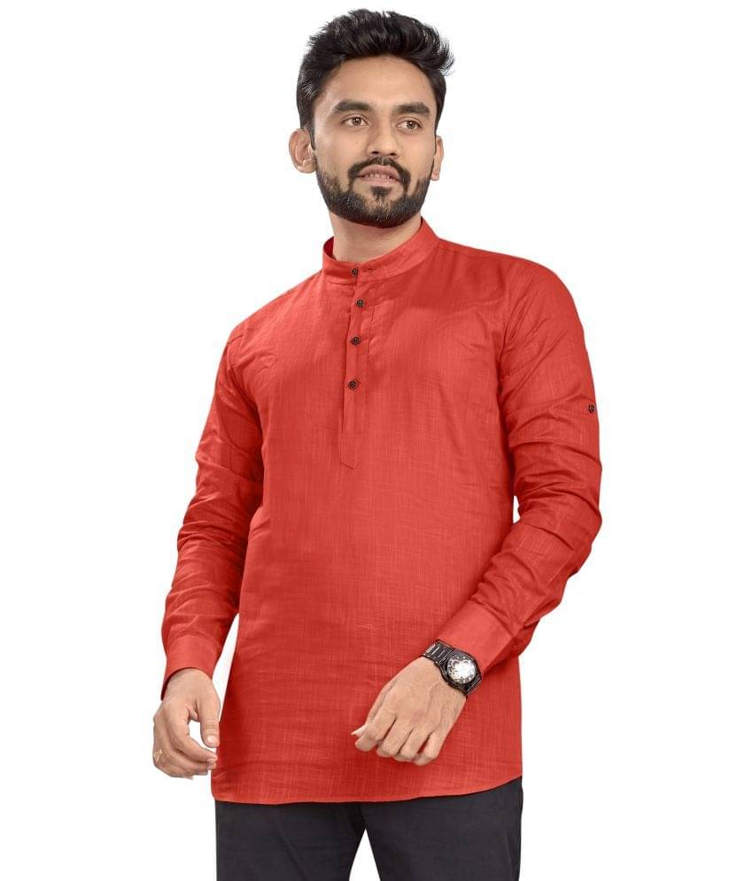 allan peter Orange Cotton Men's Regular Kurta ( Pack of 1 )     			allan peter Orange Cotton Men's Regular Kurta ( Pack of 1 )