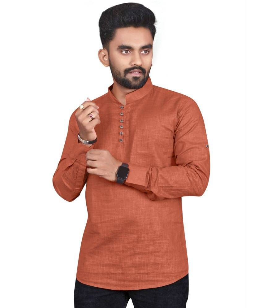 allan peter Orange Cotton Men's Regular Kurta ( Pack of 1 ) allan peter Orange Cotton Men's Regular Kurta ( Pack of 1 )