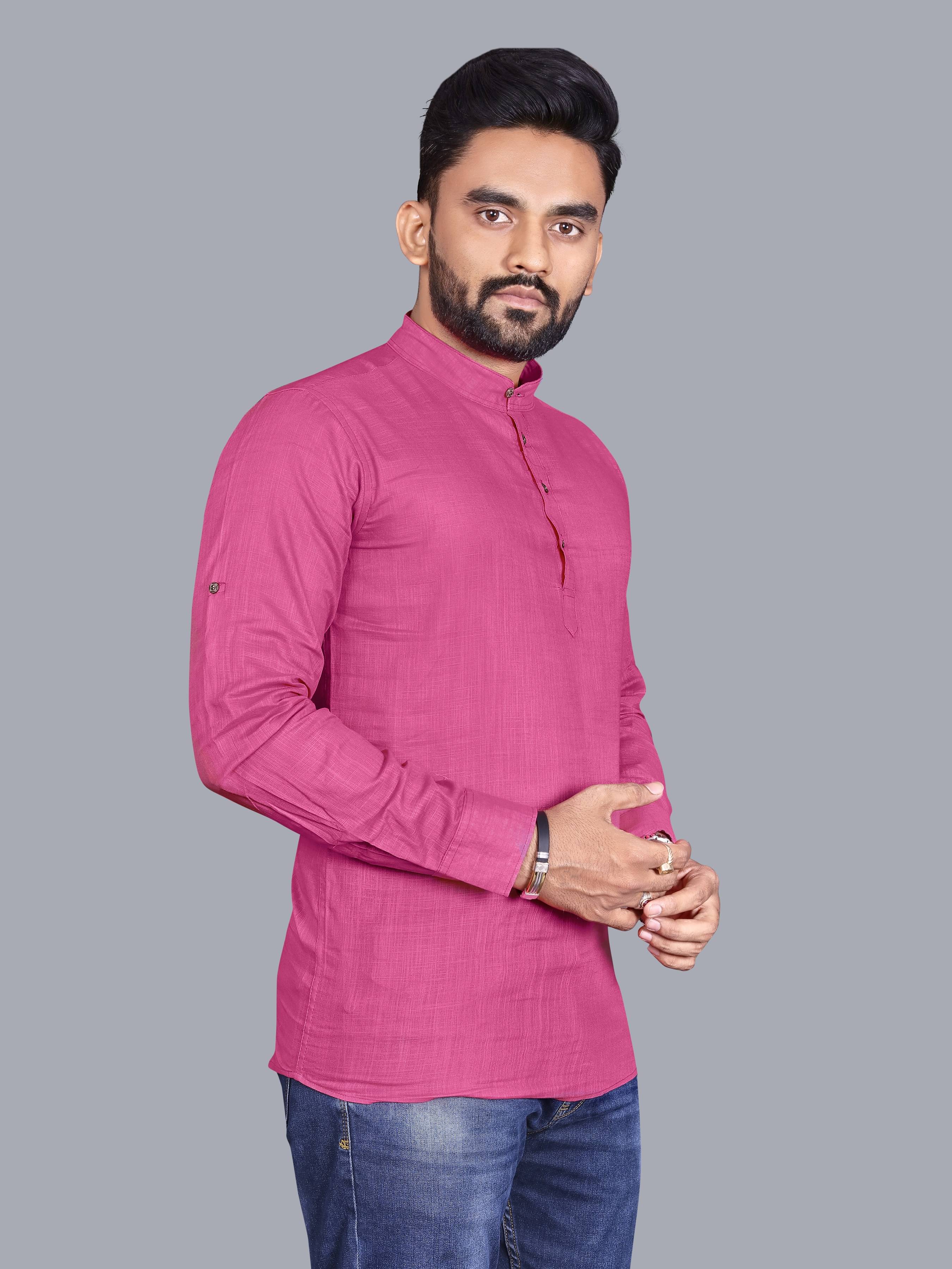     			allan peter Pink Cotton Men's Regular Kurta ( Pack of 1 )