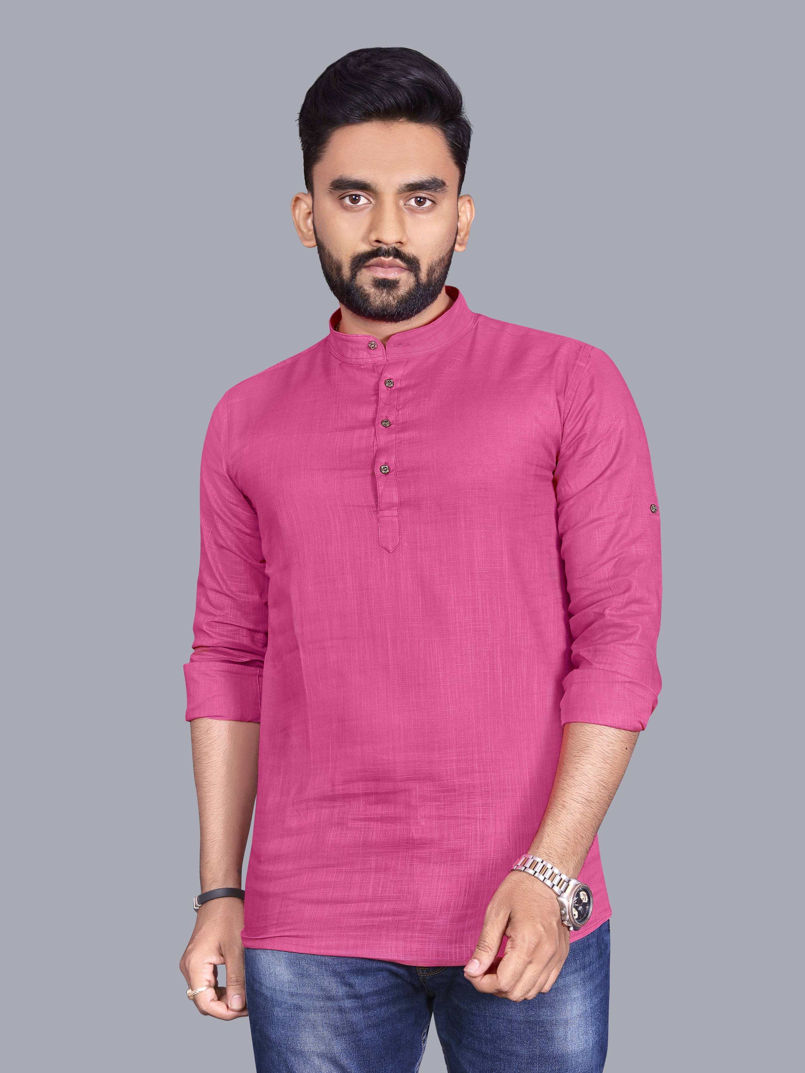     			allan peter Pink Cotton Men's Regular Kurta ( Pack of 1 )