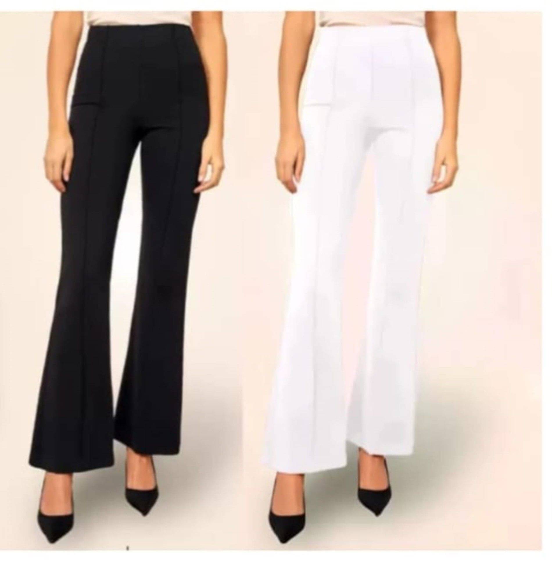     			woodzon Black,White Cotton Blend Straight Women's Palazzos ( Pack of 2 )