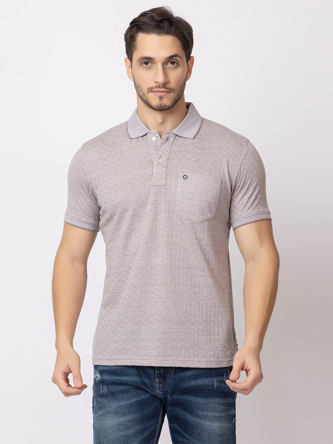 ARIIX Pack of 1 Cotton Blend Regular Fit Self Design Half Sleeves Men's Polo T Shirt ( Grey )     			ARIIX Pack of 1 Cotton Blend Regular Fit Self Design Half Sleeves Men's Polo T Shirt ( Grey )