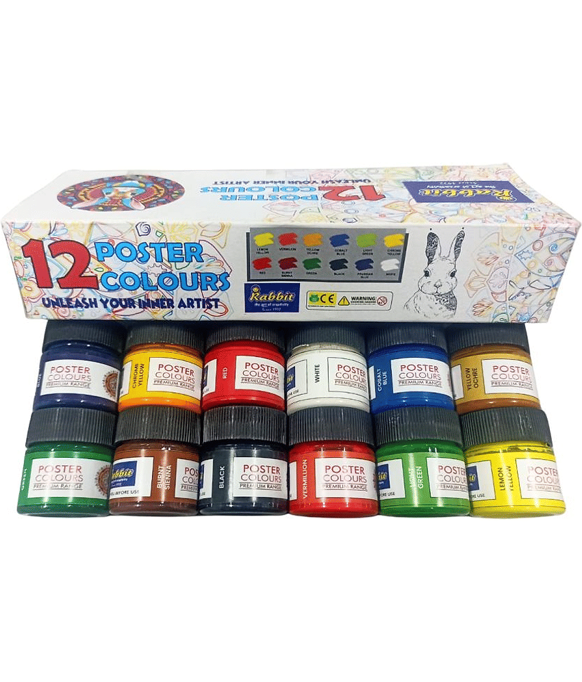 Artiggle 12 Shades Poster Colours 15ML | Rich & Vibrant Colors | Free Agigator & Brush Inside For Uniform Mixing | Non-Toxic & Safe For Childrens | Pack of 1 - Stationery | Buy online on ZillyBuy