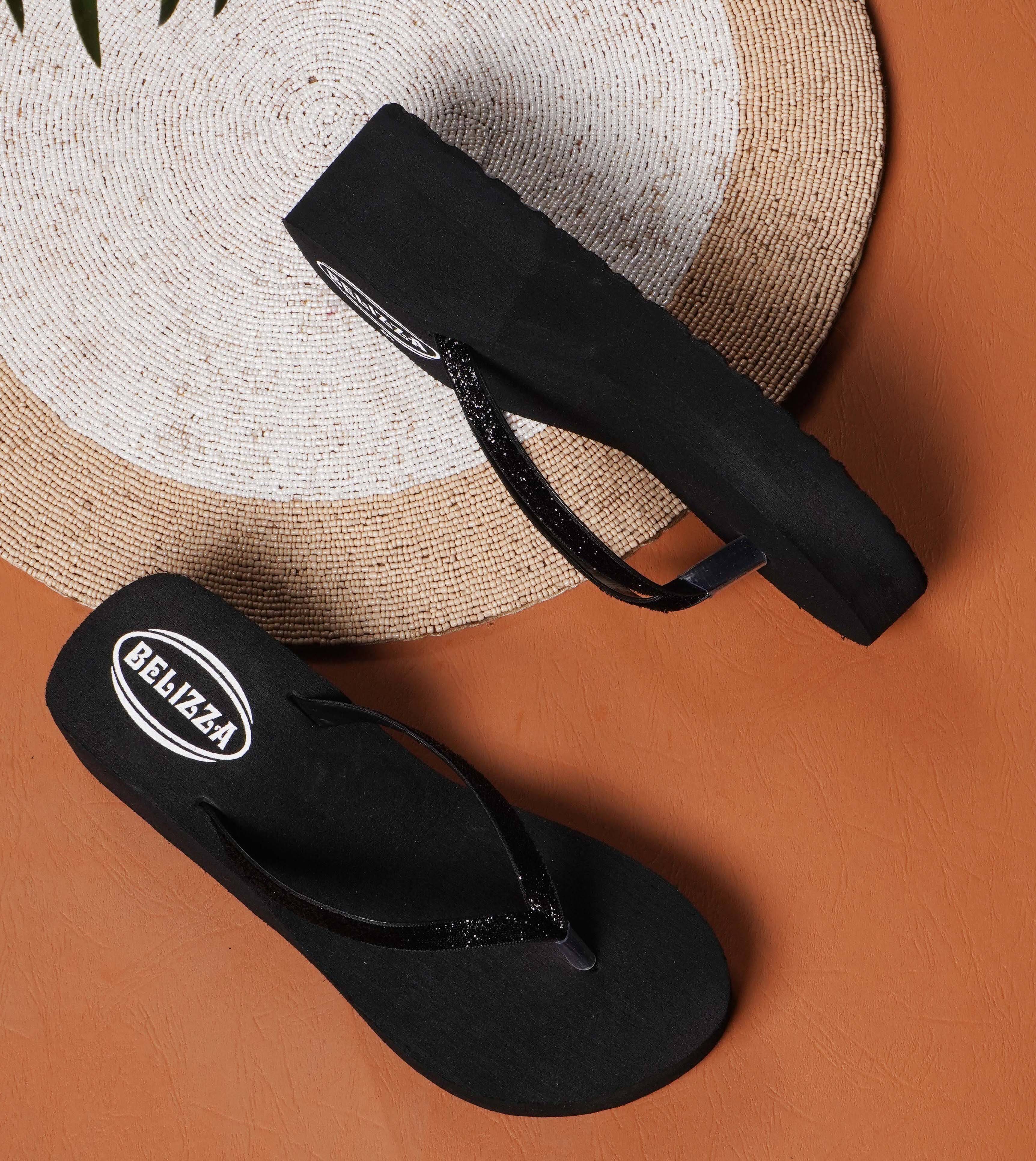     			BELIZZA Black Women's Thong Flip Flop