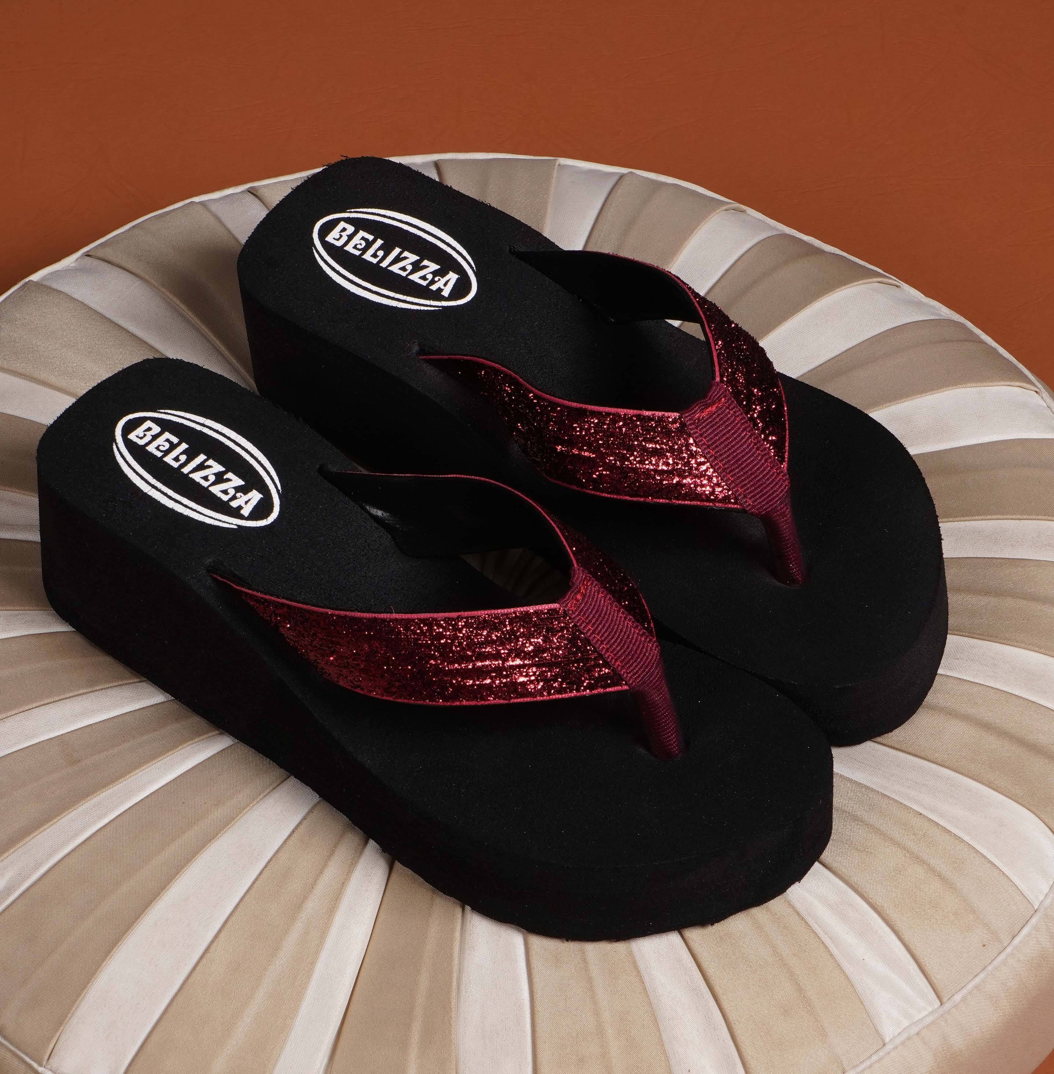     			BELIZZA Maroon Women's Thong Flip Flop