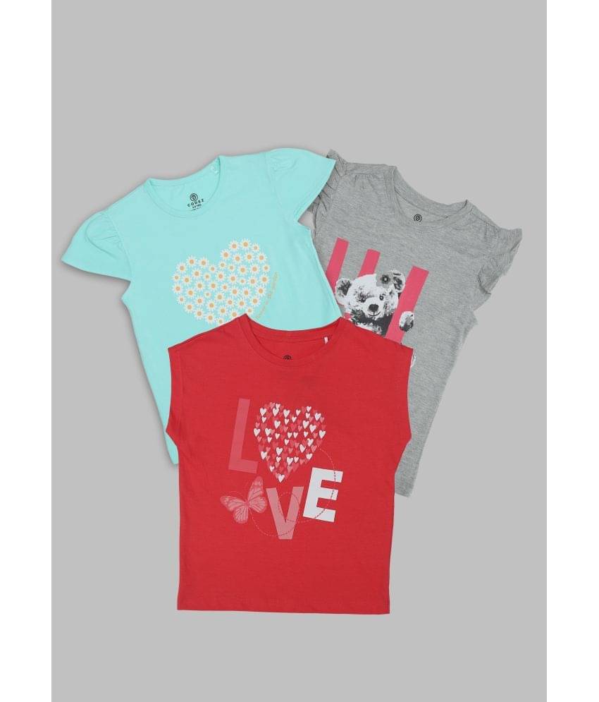     			CODEZ Multi Cotton Girls T-Shirt ( Pack of 3 )