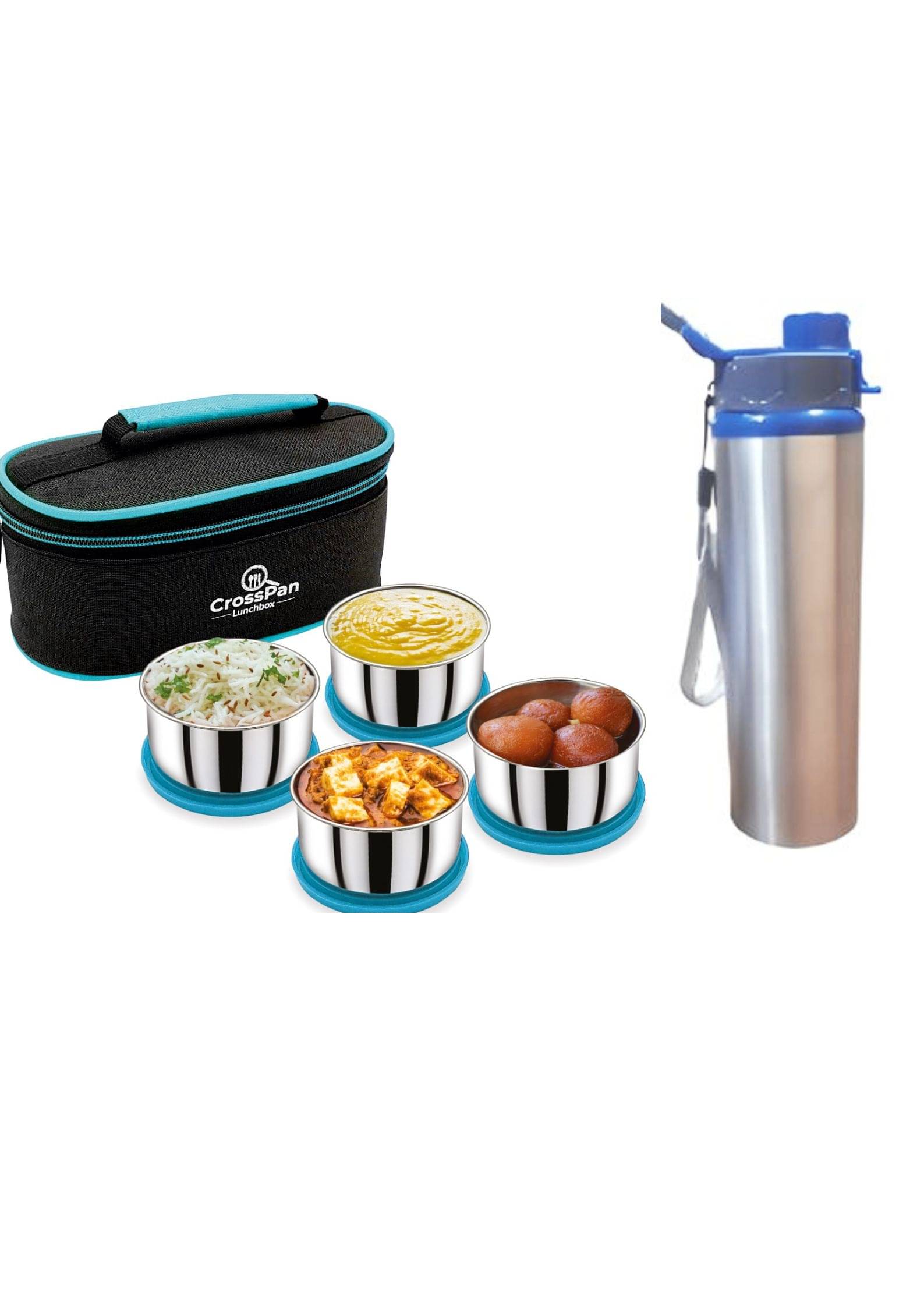     			CrossPan SMART LUNCH BOX WITH BOTTLE Stainless Steel Lunch Box 4 - Container ( Pack of 1 )