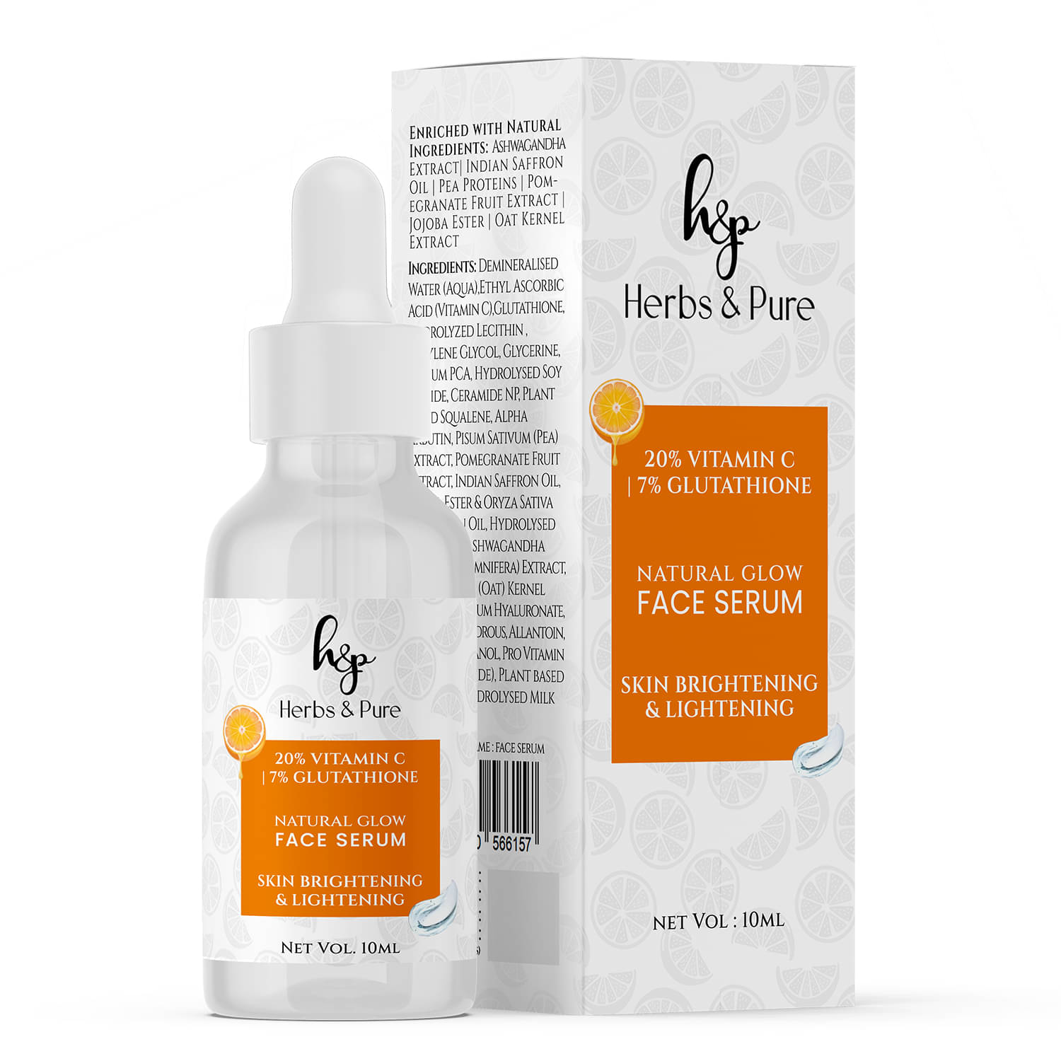 Herbs and Pure Natural Glow Face Serum with 20% Vitamin C & 7% Glutathione (10 ml) Herbs and Pure Natural Glow Face Serum with 20% Vitamin C & 7% Glutathione (10 ml)