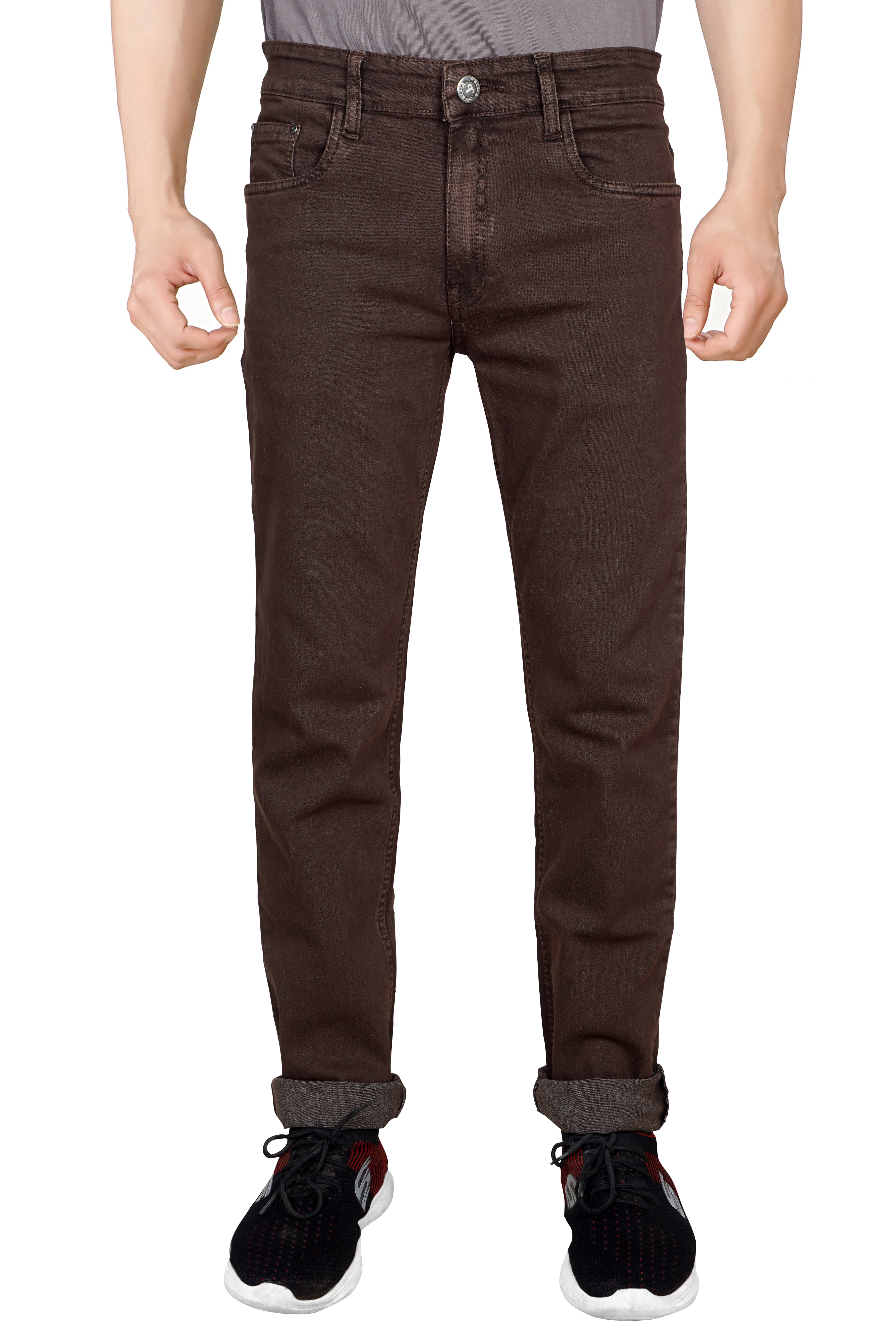     			JB JUST BLACK Regular Fit Cuffed Hem Men's Jeans - Coffee ( Pack of 1 )