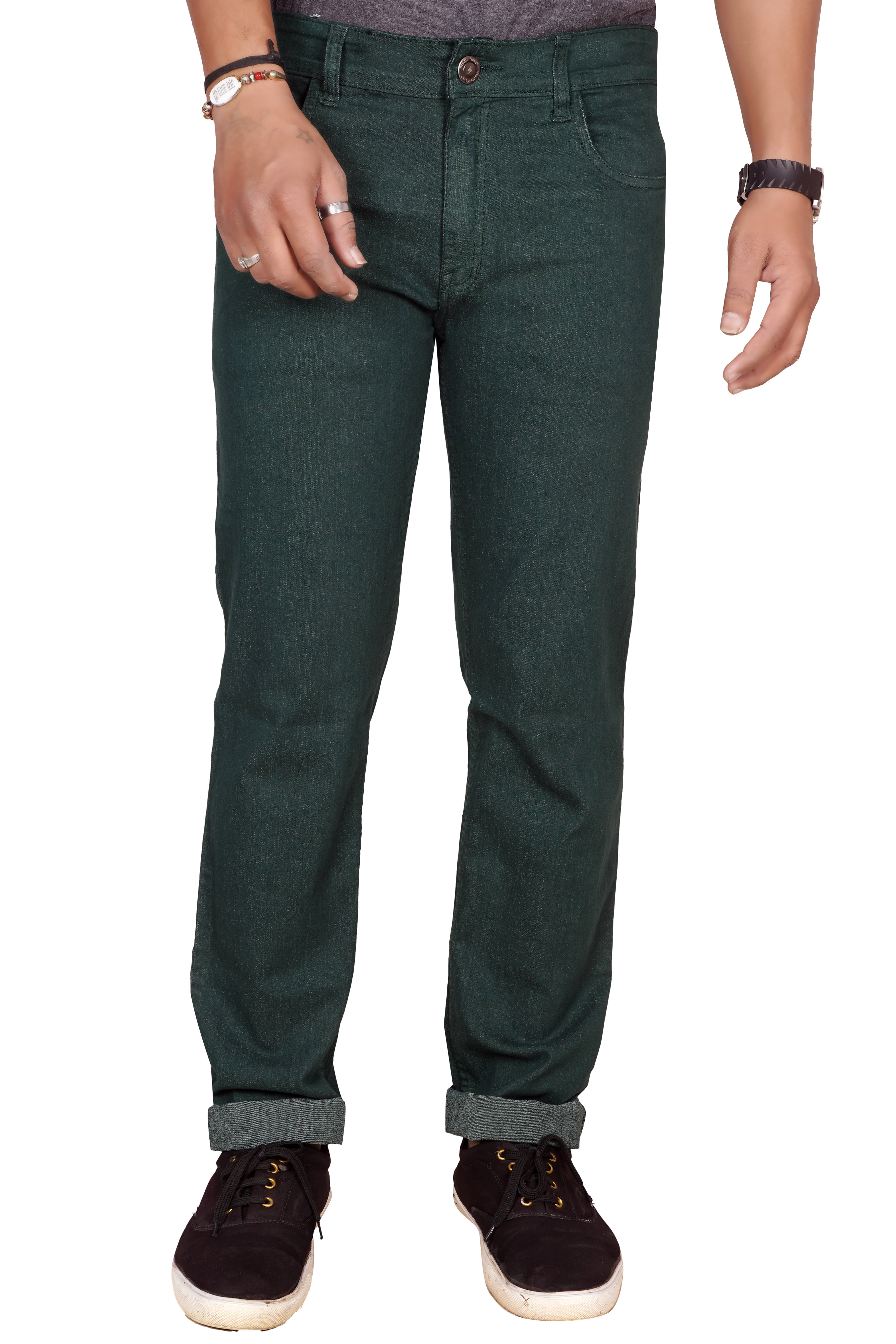 JB JUST BLACK Regular Fit Cuffed Hem Men's Jeans - Dark Green ( Pack of 1 ) JB JUST BLACK Regular Fit Cuffed Hem Men's Jeans - Dark Green ( Pack of 1 )