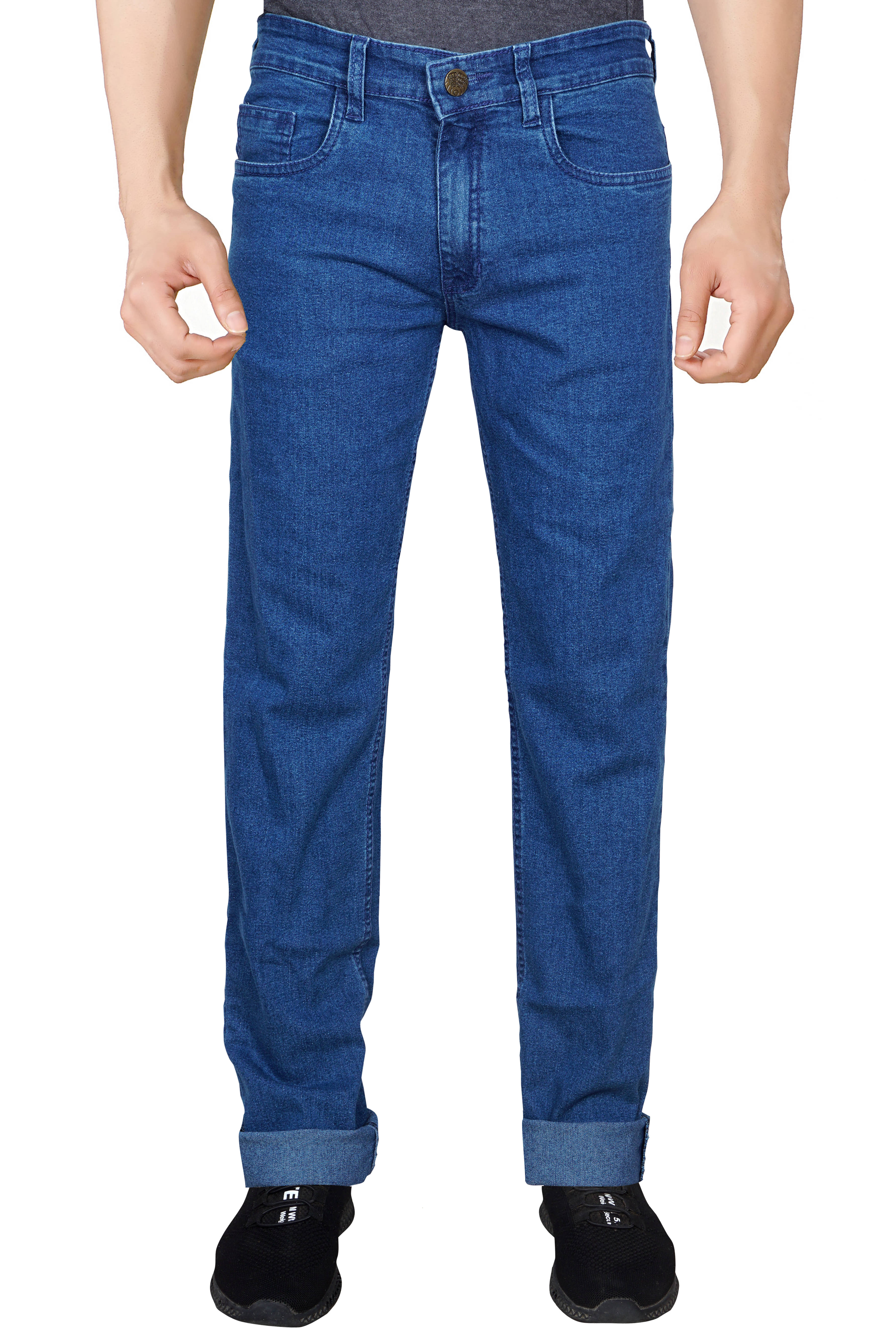 JB JUST BLACK Regular Fit Cuffed Hem Men's Jeans - Indigo Blue ( Pack of 1 ) JB JUST BLACK Regular Fit Cuffed Hem Men's Jeans - Indigo Blue ( Pack of 1 )