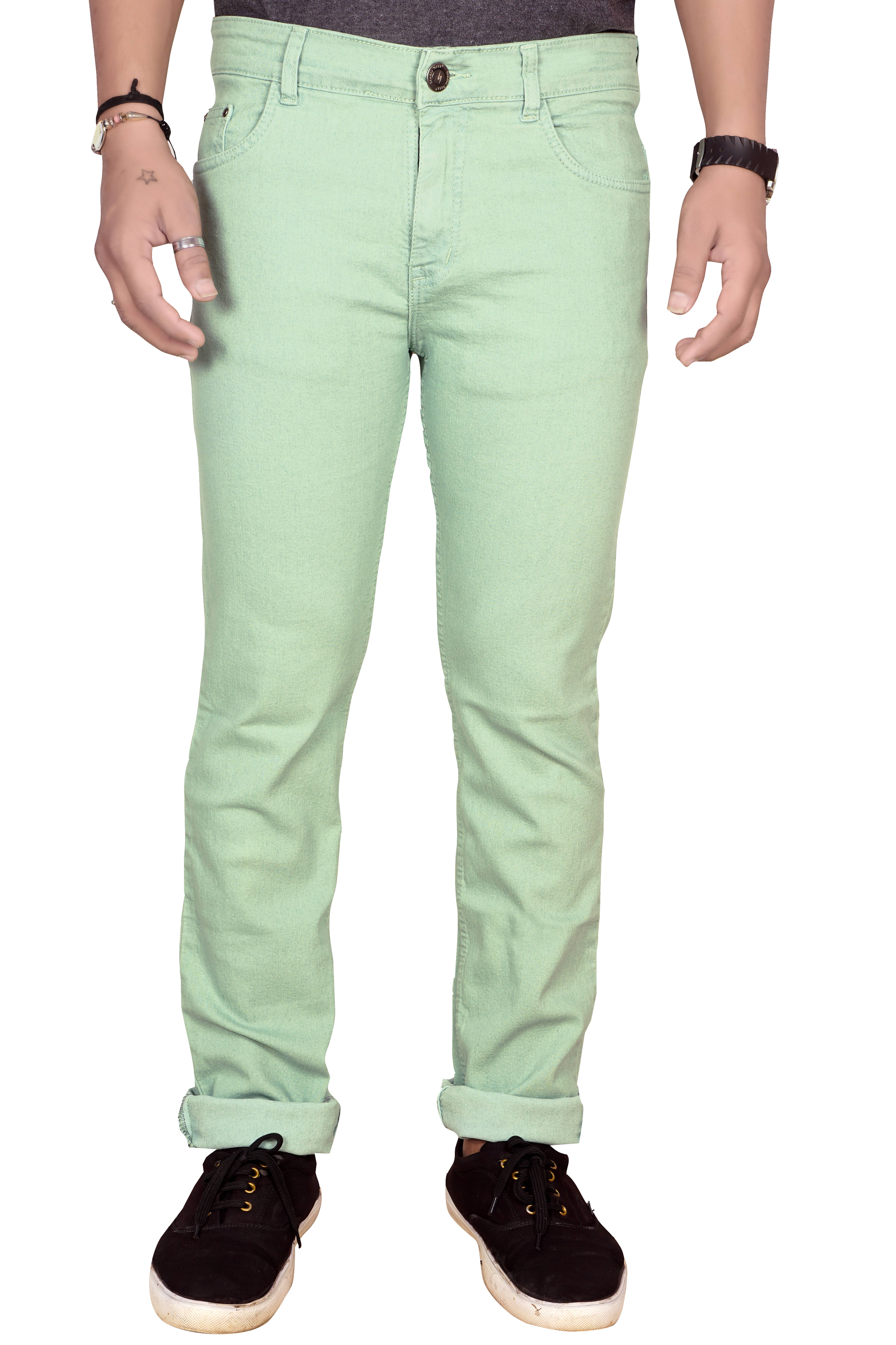 JB JUST BLACK Regular Fit Cuffed Hem Men's Jeans - Light Green ( Pack of 1 ) JB JUST BLACK Regular Fit Cuffed Hem Men's Jeans - Light Green ( Pack of 1 )