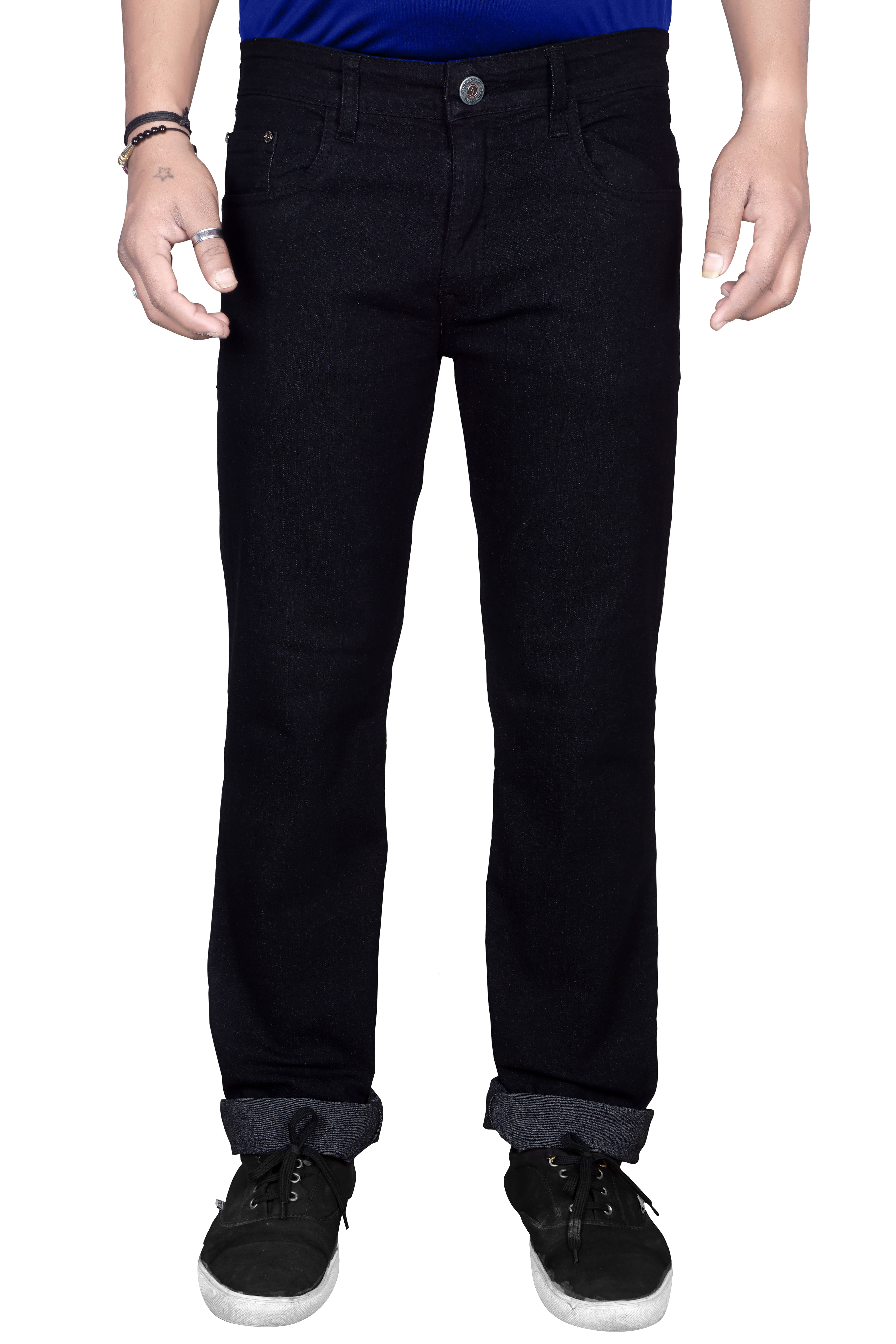 JB JUST BLACK Regular Fit Cuffed Hem Men's Jeans - Black ( Pack of 1 ) JB JUST BLACK Regular Fit Cuffed Hem Men's Jeans - Black ( Pack of 1 )