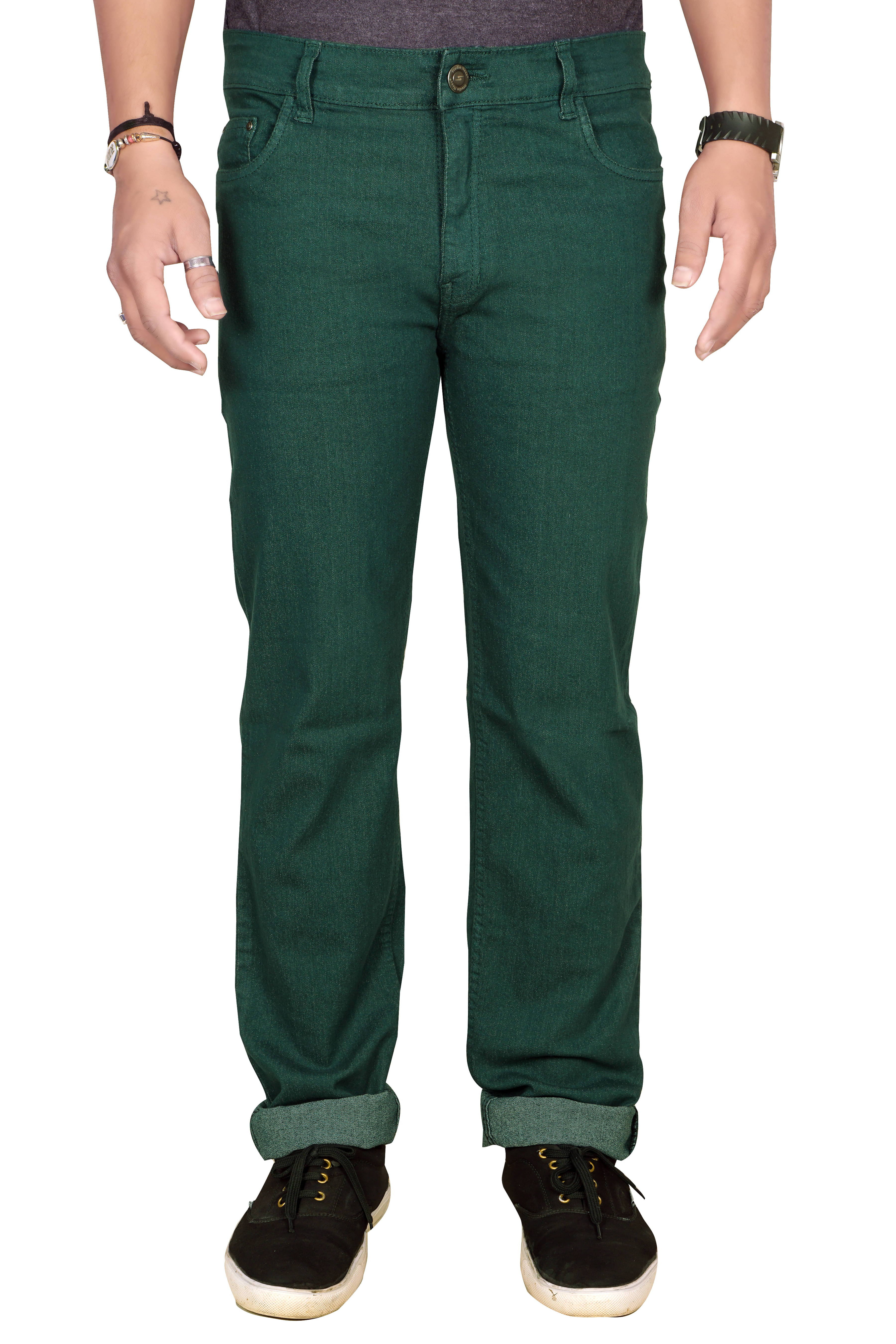 JB JUST BLACK Regular Fit Cuffed Hem Men's Jeans - Green ( Pack of 1 ) JB JUST BLACK Regular Fit Cuffed Hem Men's Jeans - Green ( Pack of 1 )