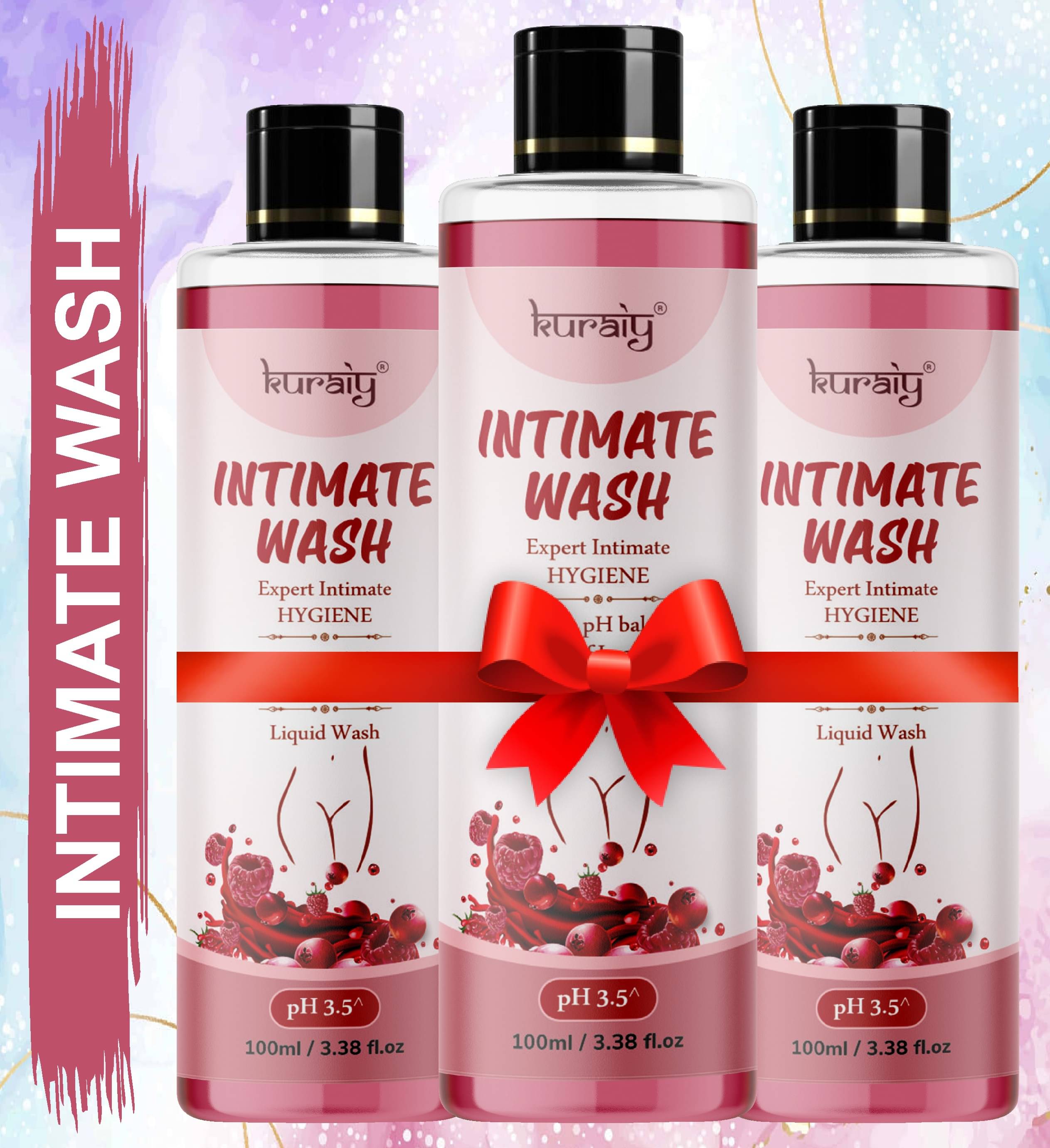 KURAIY Intimate Hygiene Wash With Cherry Extracts 100 Ml Pack of 3     			KURAIY Intimate Hygiene Wash With Cherry Extracts 100 Ml Pack of 3