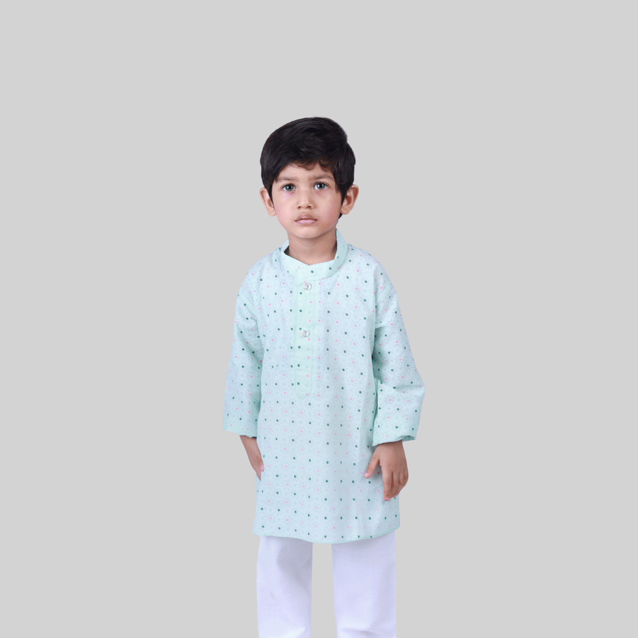 Kidzee Kingdom Pack of 1 Boys Cotton Blend Kurta ( Light Blue )     			Kidzee Kingdom Pack of 1 Boys Cotton Blend Kurta ( Light Blue )