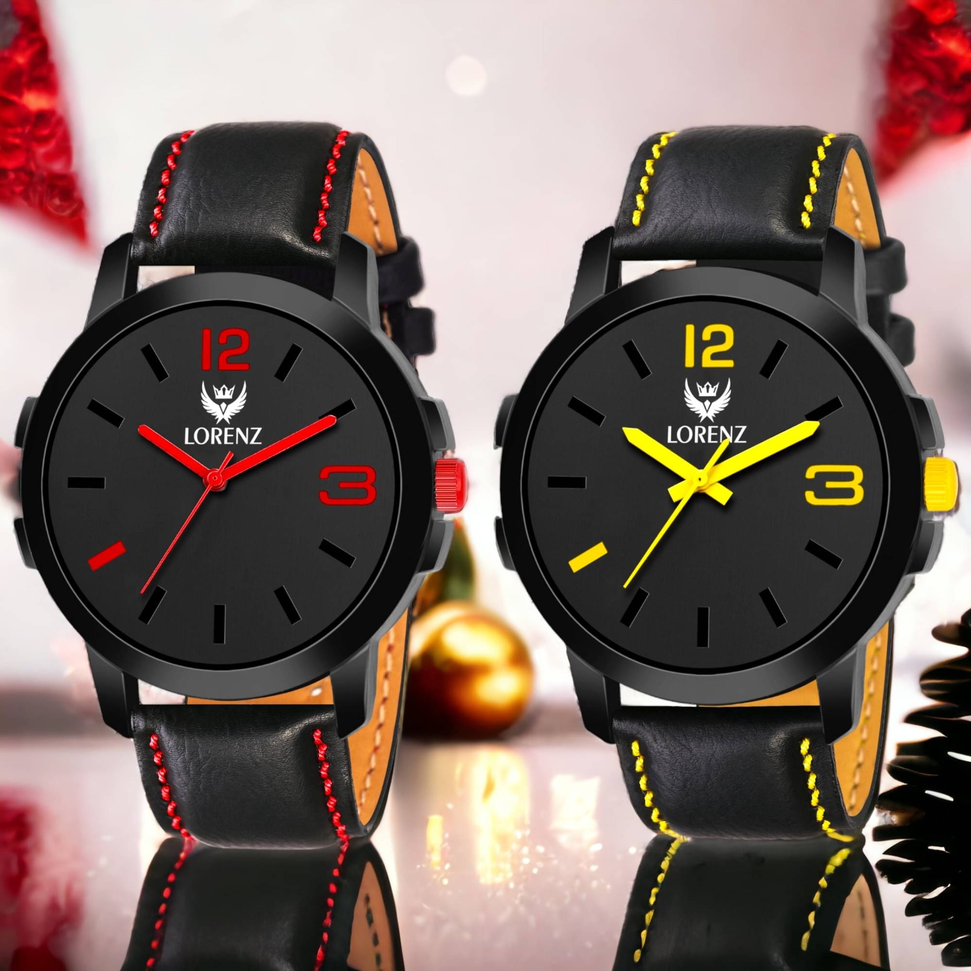     			Lorenz Black PU Analog Men's Watch