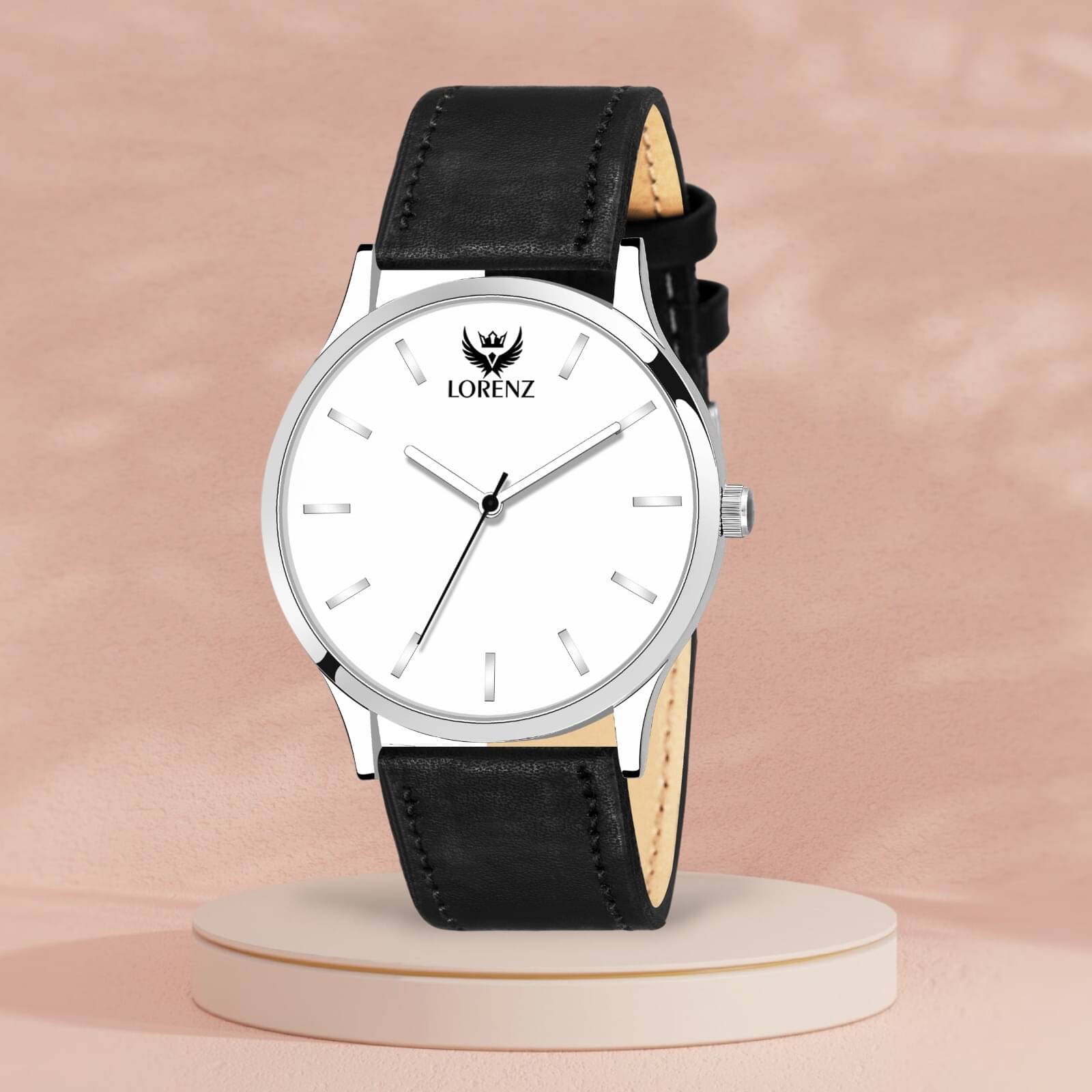     			Lorenz Black PU Analog Men's Watch