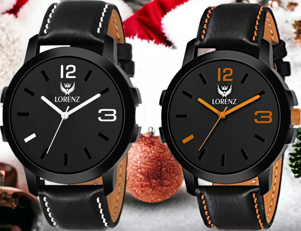     			Lorenz Black PU Analog Men's Watch