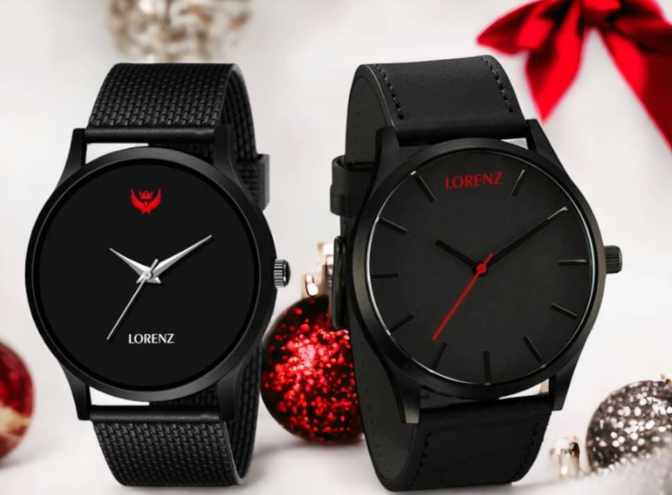     			Lorenz Black PU Analog Men's Watch