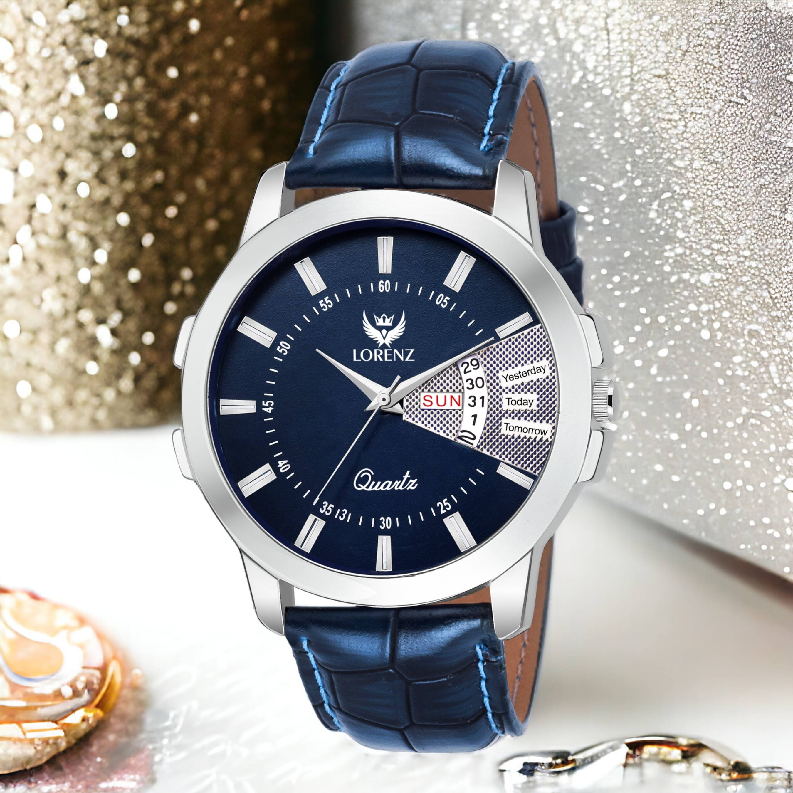     			Lorenz Blue PU Analog Men's Watch