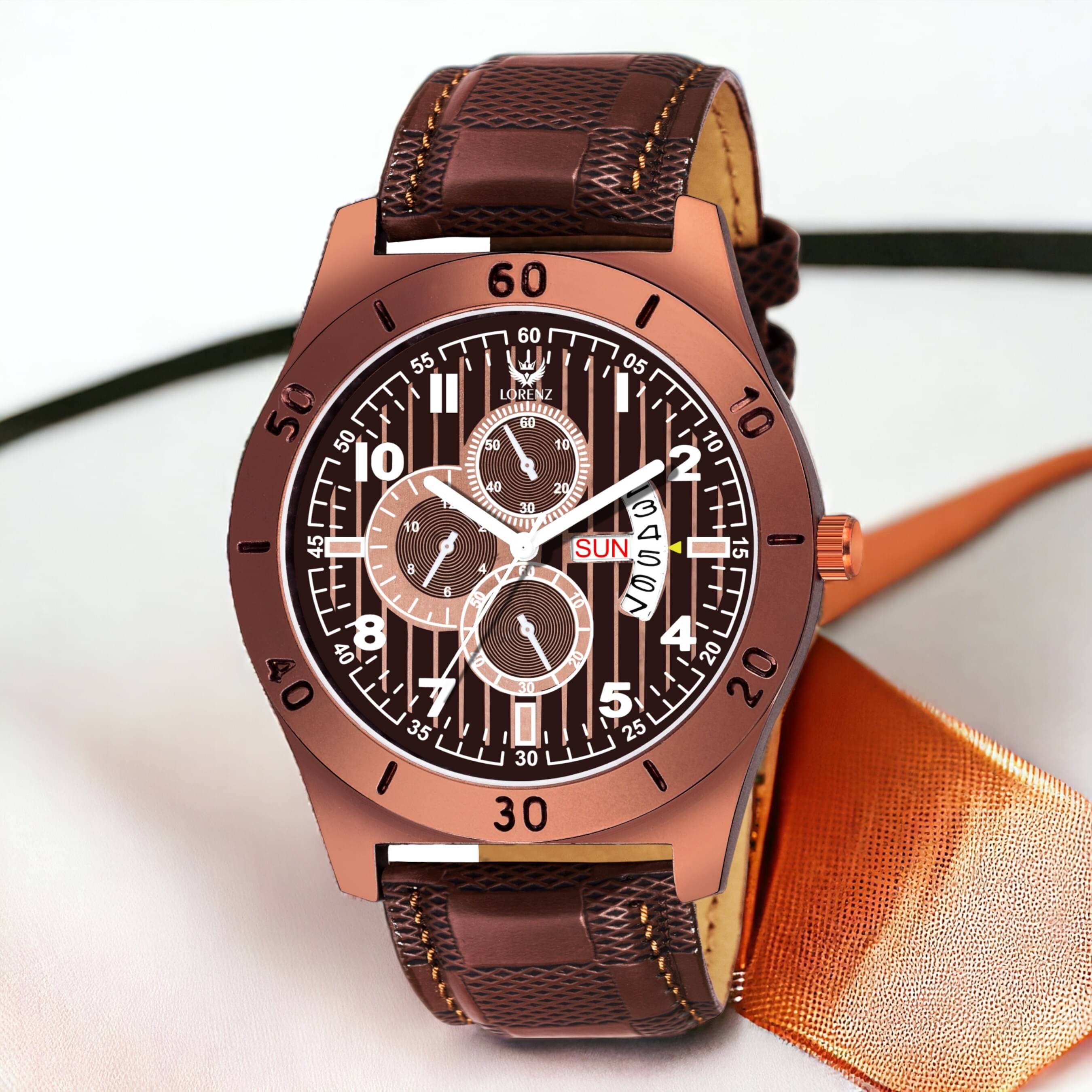     			Lorenz Brown PU Analog Men's Watch