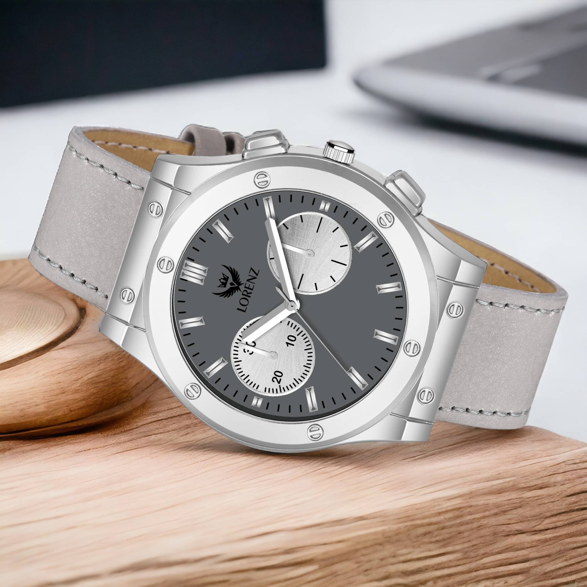     			Lorenz Light Grey PU Analog Men's Watch