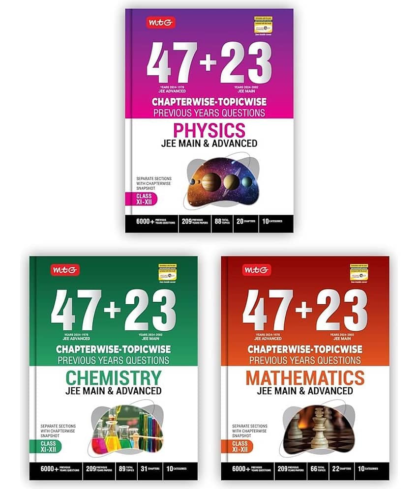 MTG 47 + 23 Years JEE Main (2024-2002) and JEE Advanced (2024-1978) Chapter-wise Topic-wise Previous Years Solved Question Papers Physics, Chemistry & Mathematics Book – JEE PYQ Question Bank For 2025 Exam (Set of 3) - Stationery | Buy online on ZillyBuy