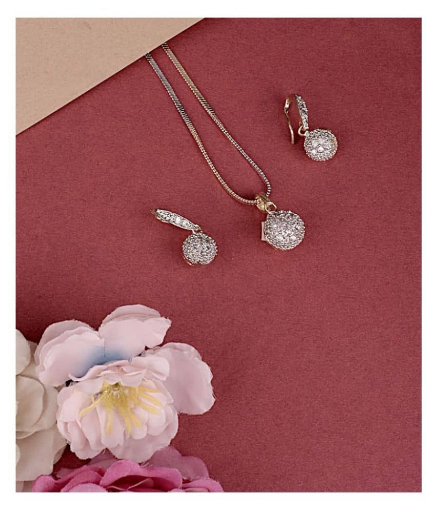 PUJVI Silver Pendant set ( Pack of 1 )