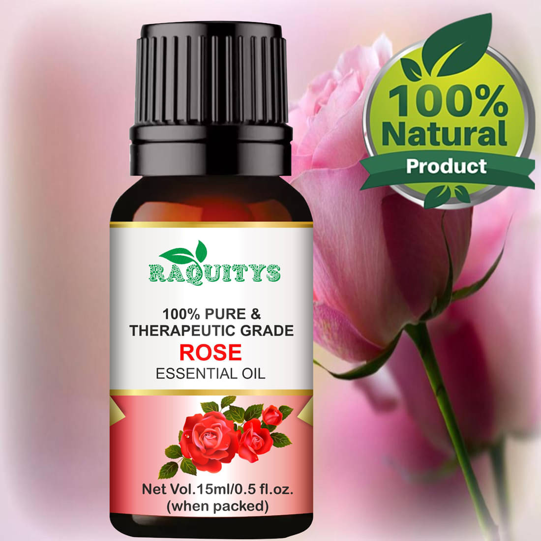     			RAQUITYS Rose Essential Oil 15 mL ( Pack of 1 )