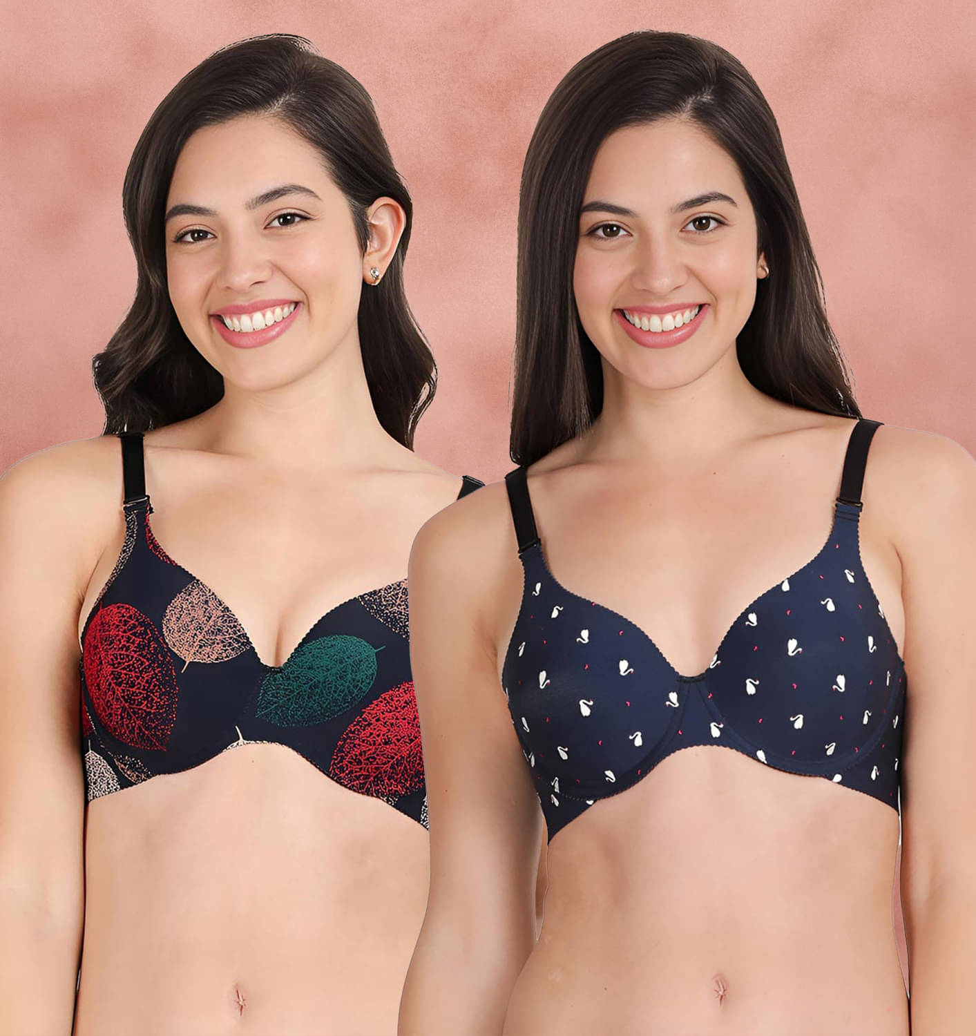 Shyaway Pack of 2 Nylon Lightly Padded Women's Everyday Bra ( Multicolor ) shya-c2b-1565 Shyaway Pack of 2 Nylon Lightly Padded Women's Everyday Bra ( Multicolor ) shya-c2b-1565
