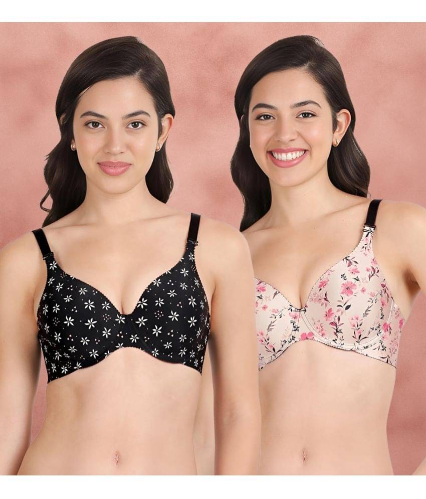 Shyaway Pack of 2 Nylon Lightly Padded Women's T-Shirt Bra ( Multicolor ) shya-c2b-1523 Shyaway Pack of 2 Nylon Lightly Padded Women's T-Shirt Bra ( Multicolor ) shya-c2b-1523