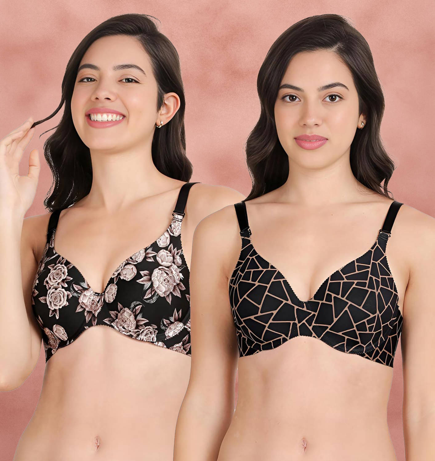 Shyaway Pack of 2 Nylon Lightly Padded Women's Everyday Bra ( Multicolor ) shya-c2b-1557 Shyaway Pack of 2 Nylon Lightly Padded Women's Everyday Bra ( Multicolor ) shya-c2b-1557