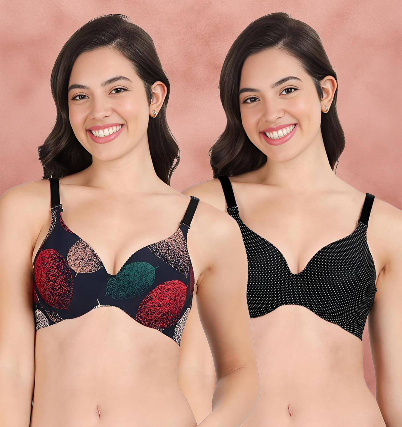 Shyaway Pack of 2 Nylon Lightly Padded Women's Everyday Bra ( Multicolor ) shya-c2b-1566 Shyaway Pack of 2 Nylon Lightly Padded Women's Everyday Bra ( Multicolor ) shya-c2b-1566
