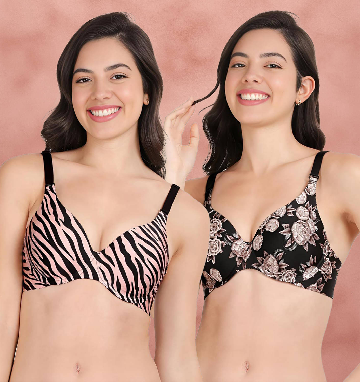    			Shyaway Pack of 2 Nylon Lightly Padded Women's Everyday Bra ( Multicolor ) shya-c2b-1536