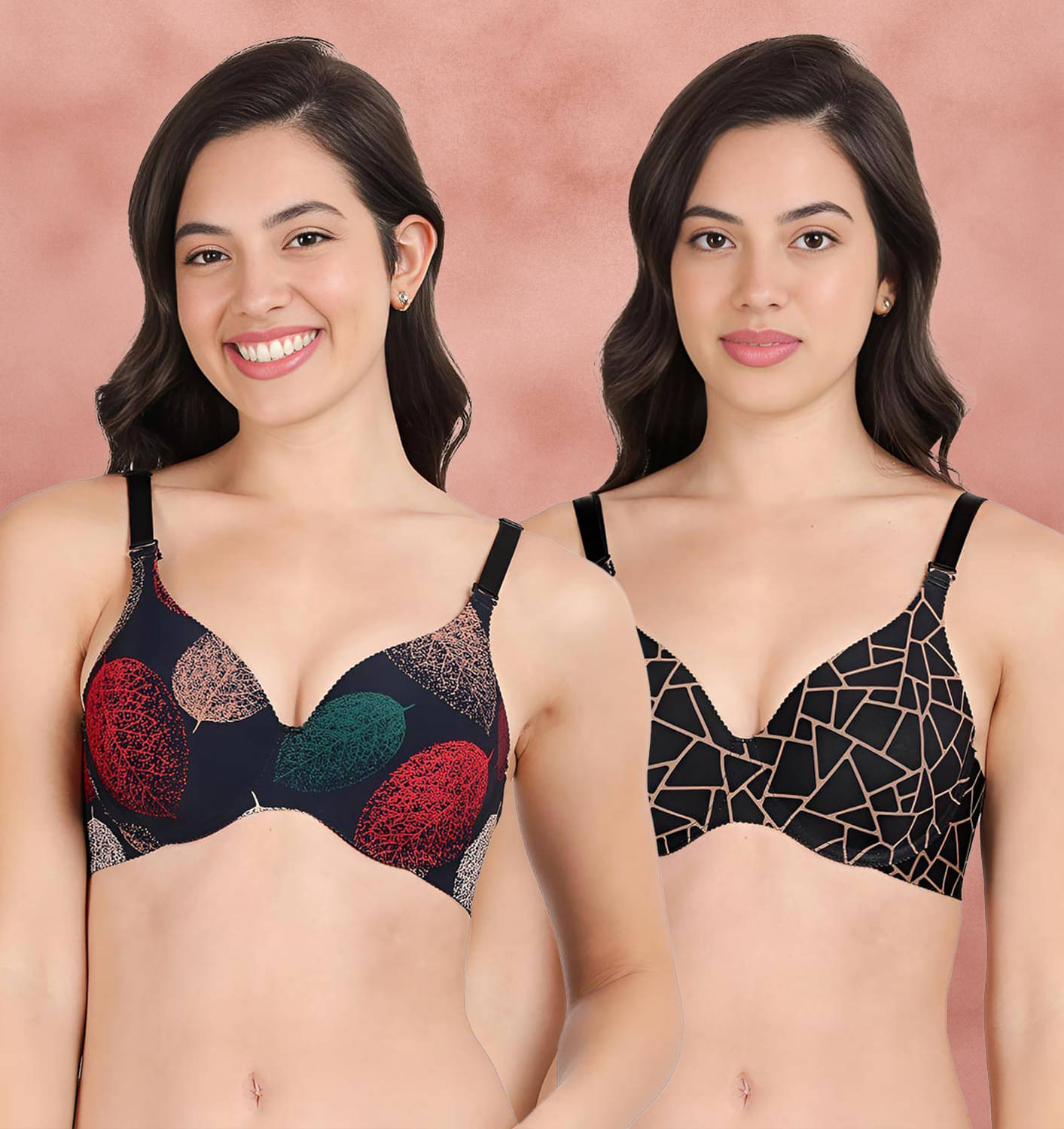     			Shyaway Pack of 2 Nylon Lightly Padded Women's Everyday Bra ( Multicolor ) shya-c2b-1564