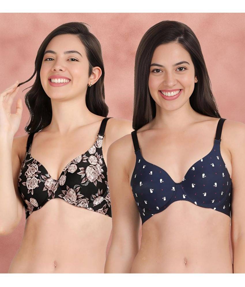     			Shyaway Pack of 2 Nylon Lightly Padded Women's Everyday Bra ( Multicolor ) shya-c2b-1558