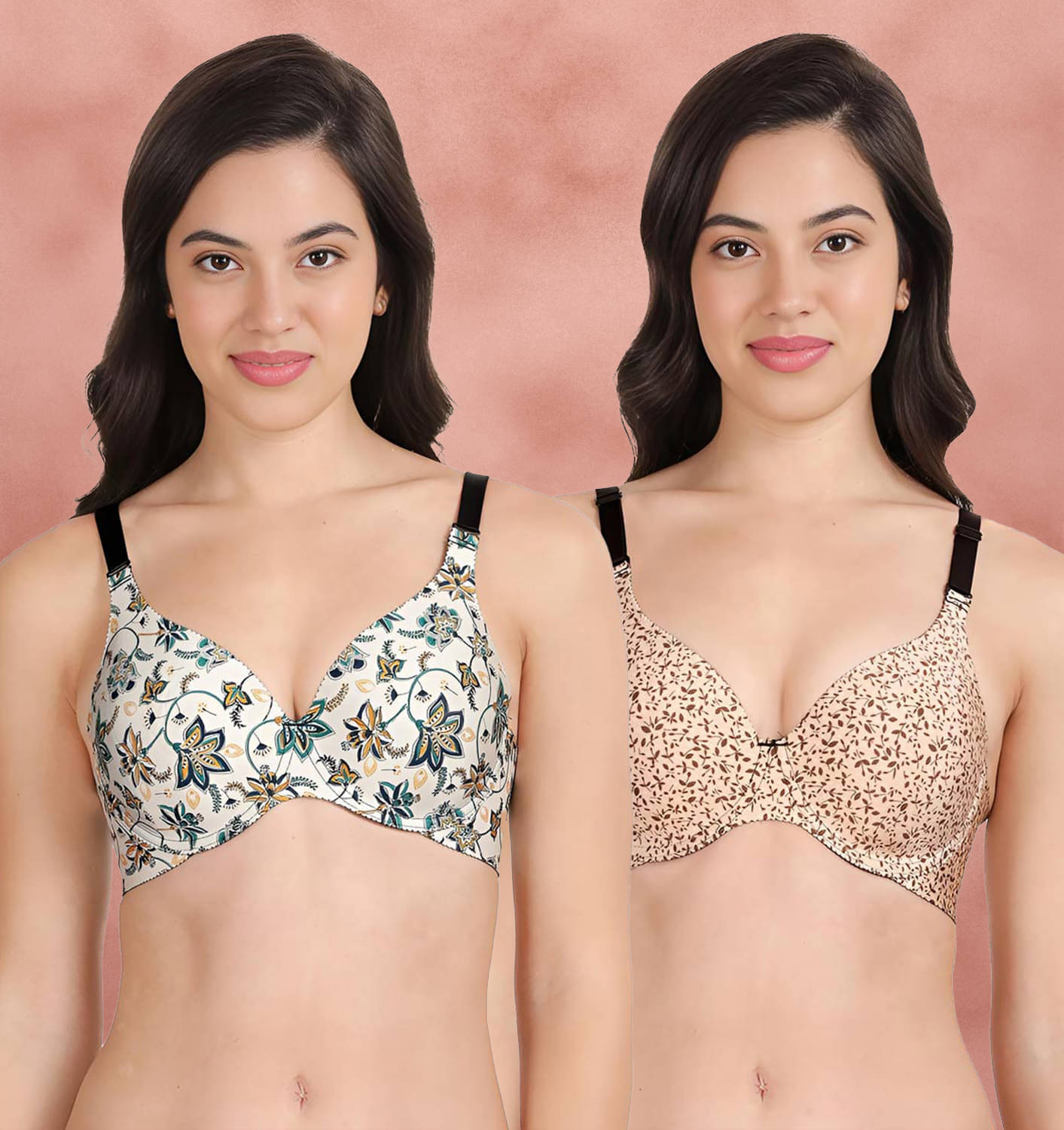     			Shyaway Pack of 2 Nylon Lightly Padded Women's Everyday Bra ( Multicolor ) shya-c2b-1552