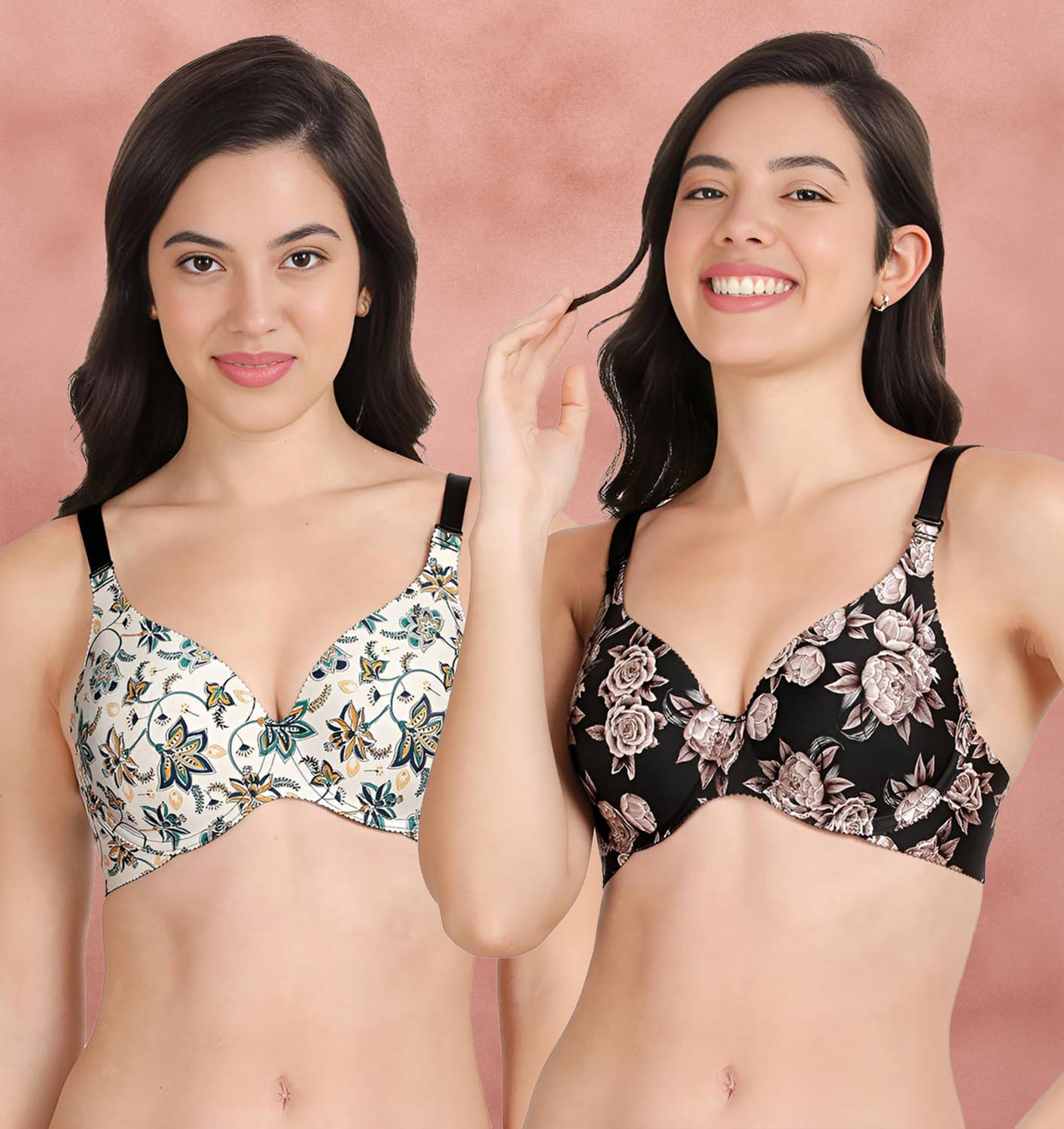     			Shyaway Pack of 2 Nylon Lightly Padded Women's Everyday Bra ( Multicolor ) shya-c2b-1545